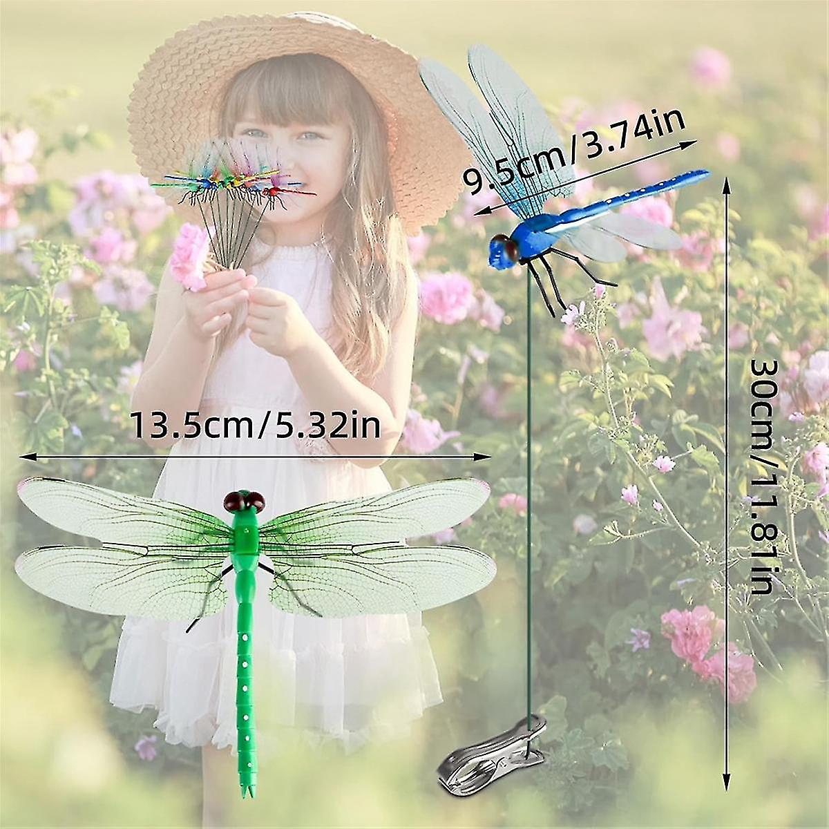 2024 12pcs Artificial Dragonfly Clips for Outdoor Use 3D Dragonfly Decor Gardening, 3D Dragonfly Garden — image 2
