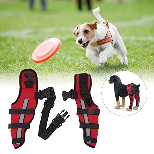 Dog Knee Brace Adjustable Dog Double Rear Leg Brace with Metal Hinged Flexible Support and Reflective Seat Belts Dog Acl Brace Hind Leg - Red - Size L — image 2