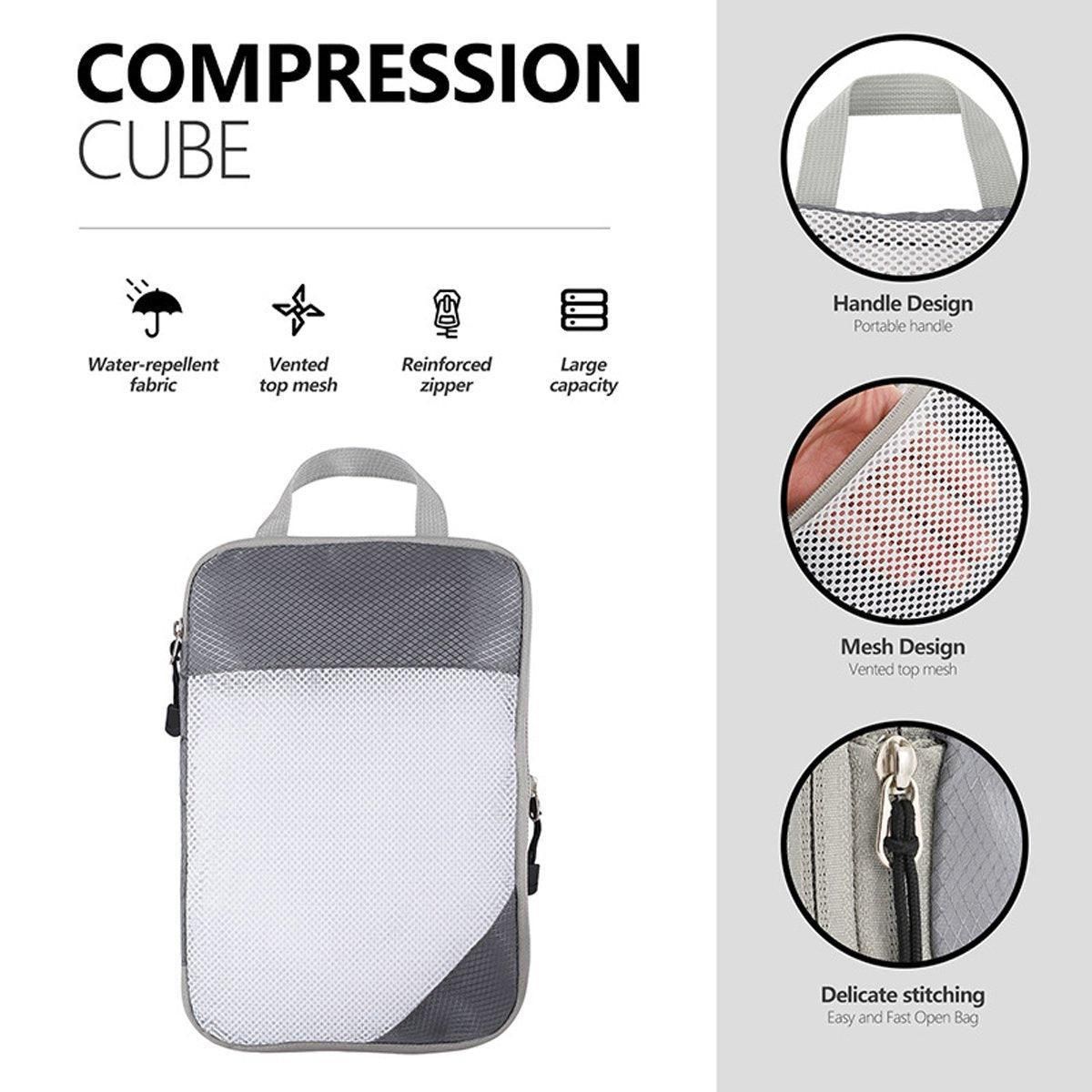 6pcs Mesh Visible Travel Storage Set Waterproof Nylon Compressible Storage Bags - Navy Blue โ image 5