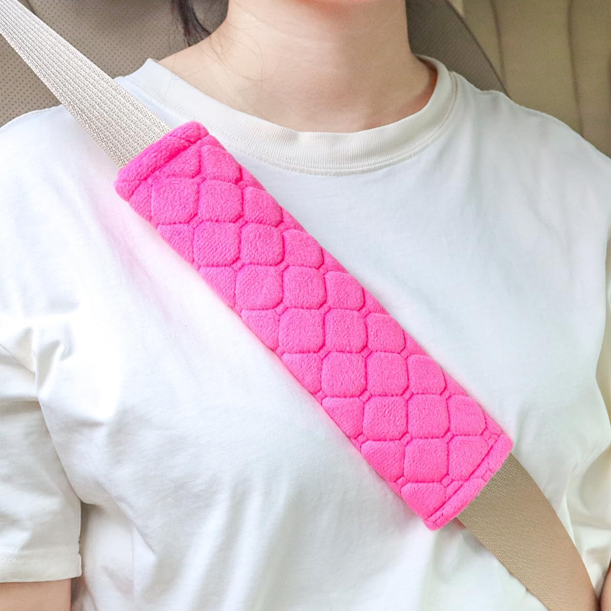 2 PCS Car Seat Straps Shoulder Pads Soft Auto Seat Belt Cover Universal Safety Strap Cover Helps Protect Your Neck and Shoulders from Seat Belt Friction (Rose — image 2