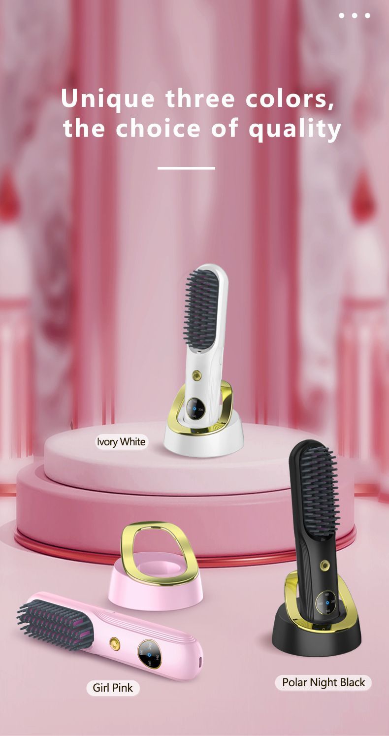 Cordless Hair Straightener Brush, Portable Mini Ionic Hair Straightener with Titanium Plates, USB Rechargeable Travel Straightening Comb for Short, Wavy Hair โ image 5