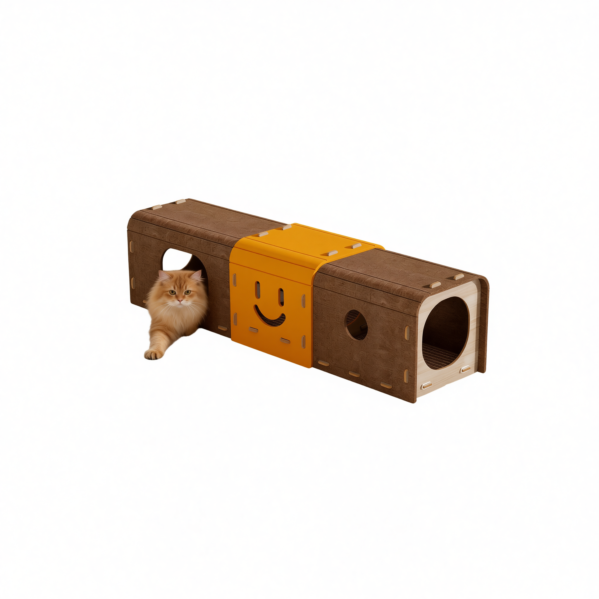 Felt Cat Tunnel Nest Double Layer with Scratching Board Smiley tunnel In stock โ image 2
