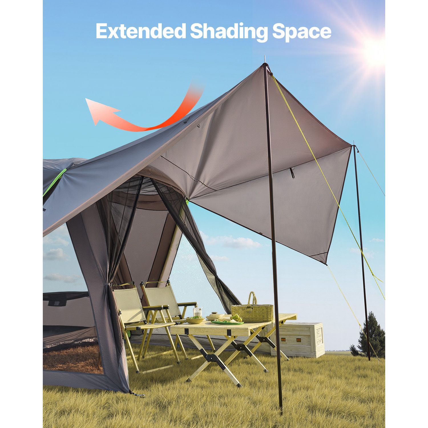 SUV Tent for Camping, 10FT L x 10FT W, Waterproof PU2000mm Spacious Double Layer Design for 5-8 Person, SUV Camping Tent with Shade Awning and Mesh Windows — image 3