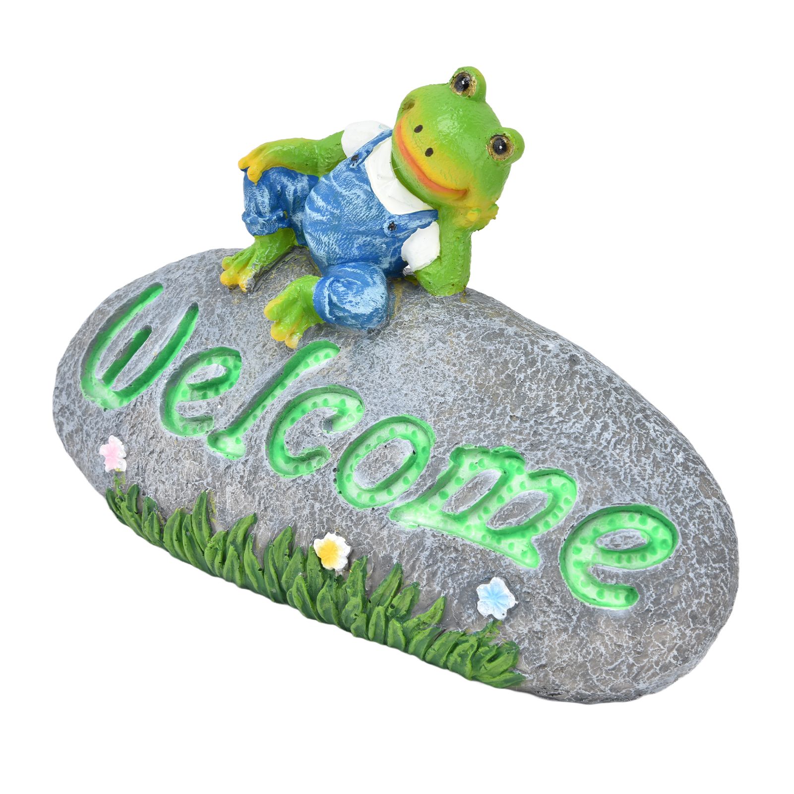 Welcome Frog Statue Luminous Garden Decor Resin Craftwork Patio Yard Lawn Animal Ornament for Indoor Outdoor — image 2