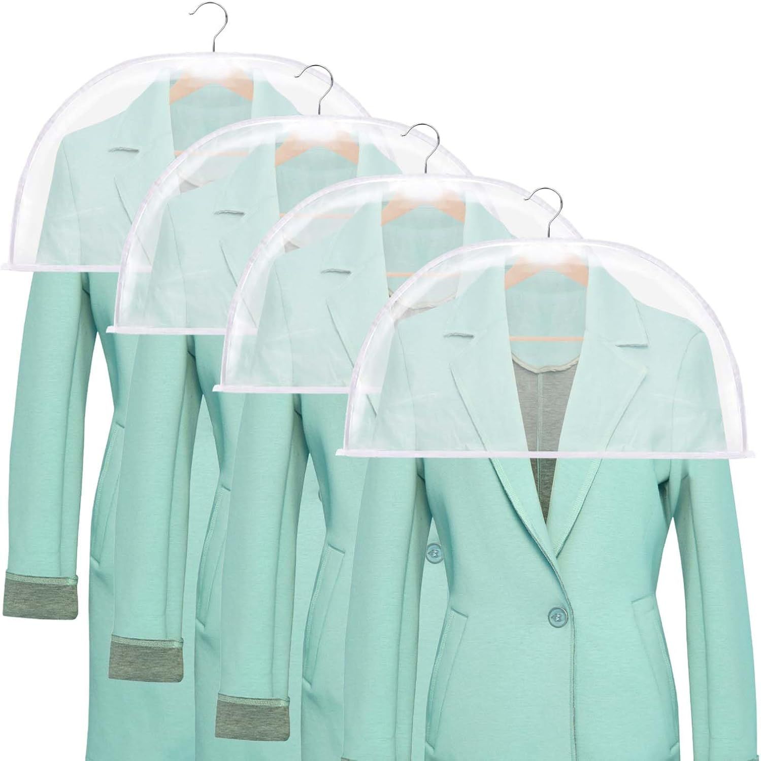 4 Pack Clear Clothing Hanger Shoulder Covers for Clothes Breathable Plastic Gusseted Garment Shoulder Dust Cover Bags Protectors for Hanging Clothes, Suit