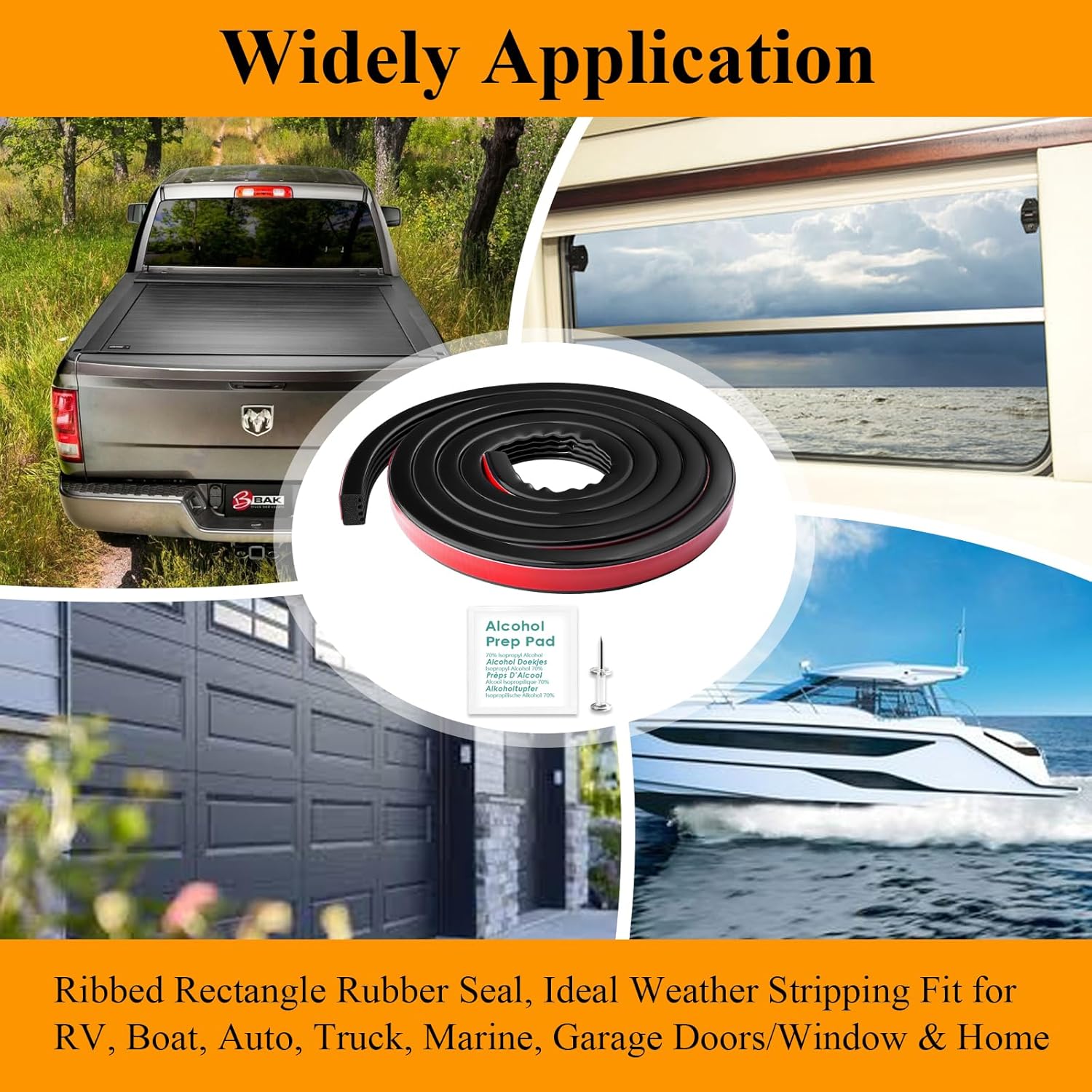 326A0004 Ribbed Bulkhead Seal Strip 3/5" X 65", Tonneau Cover Bulkhead/Service Kit/Self-Adhesive EPDM Foam Rubber Seal W/Tape/Ideal Weather Stripping — image 3
