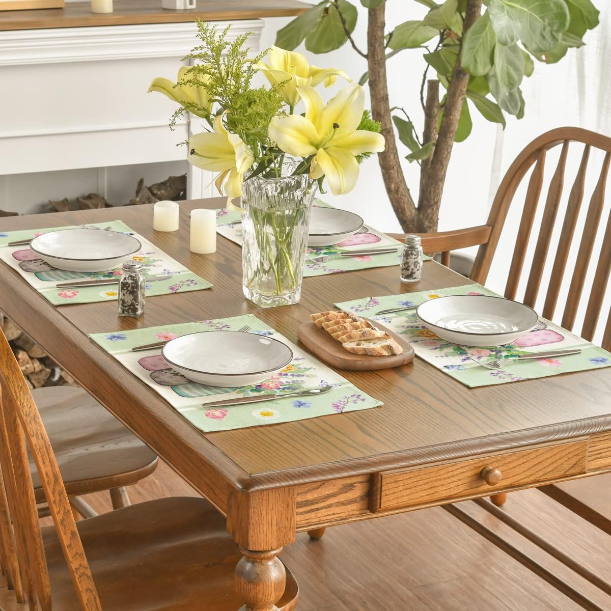 Bloom Vase Floral Spring Placemats Set of 4, 12x18 Inch Seasonal Table Mats for Party Kitchen Dining Decoration โ image 5