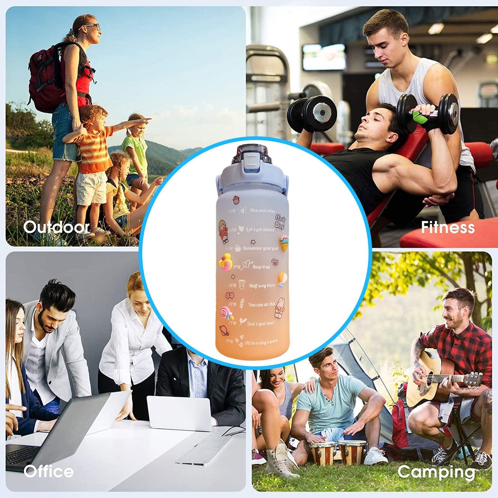 Cute Water Bottles Water Bottle with Straw and Stickers, 64oz Motivational Water Bottle with Time Marker — image 4