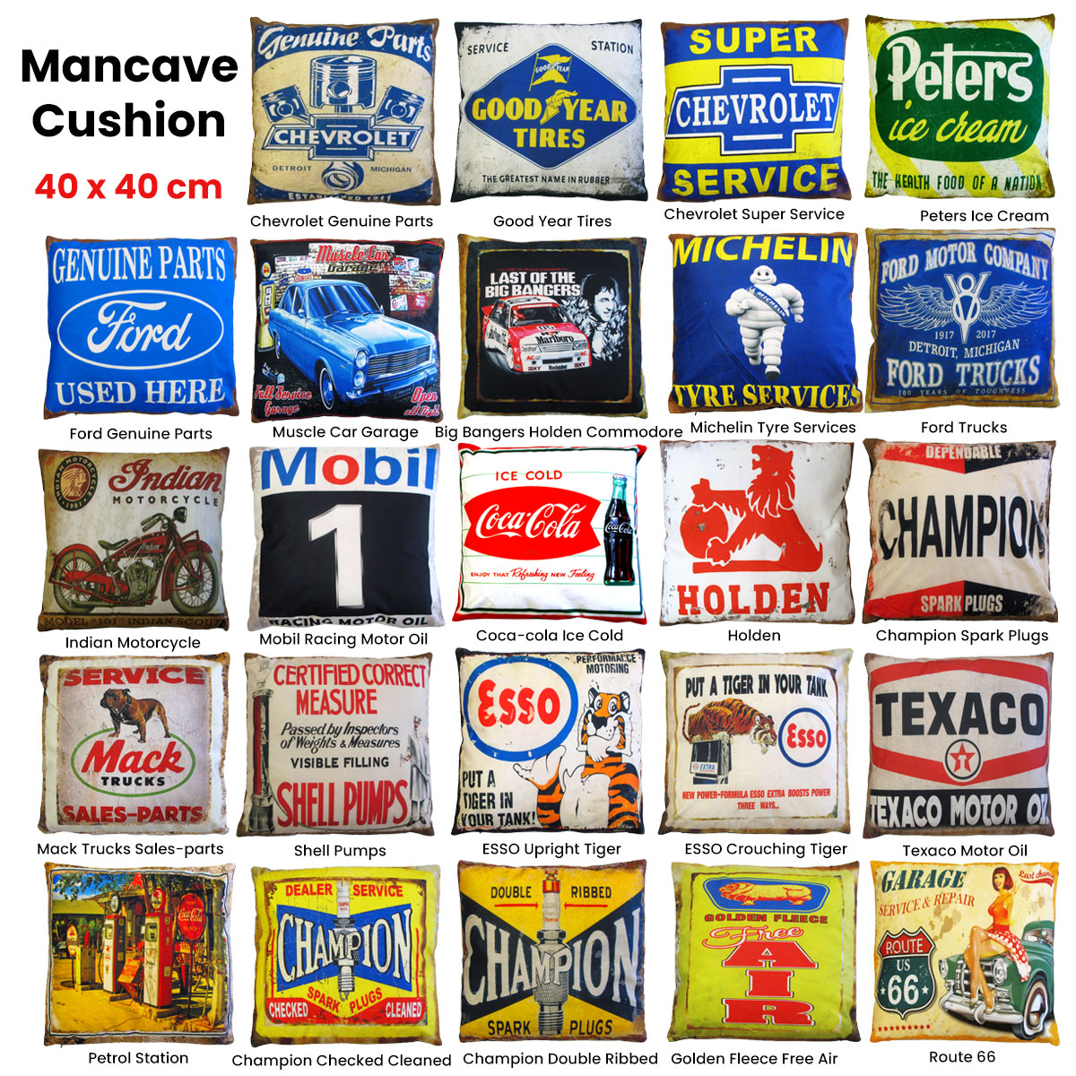 Australian Mancave Retro Cushion Muscle Car Garage 40 x 40 cm — image 2