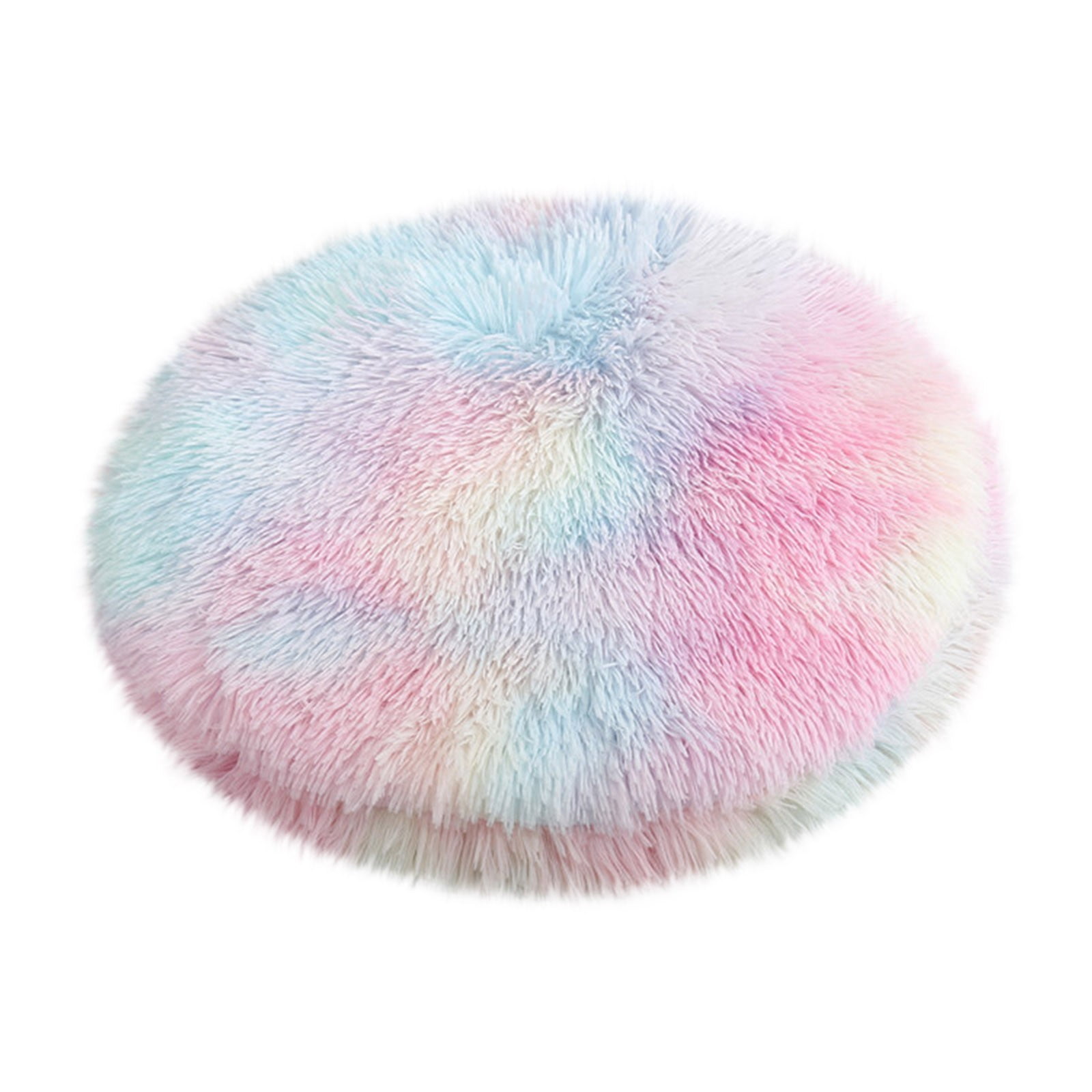 16 inch Plush Dog Bed Mat Warm Fluffy Round Puppy Crate Pad with Anti-Slip Waterproof Bottom Soft Comfy Pet Kennel Mat for Small and Medium Dogs Multicolor