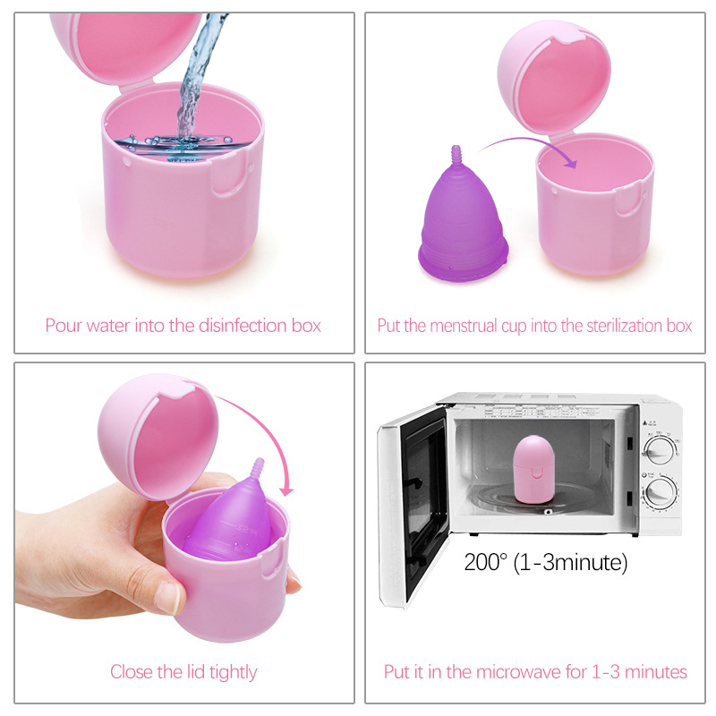 2PCS Reusable Medical Grade Silicone Menstrual Cup(XS Size) & 2PCS Matching Sterilizer Box - Microwave Safe Disinfector Case, Heat Resistant 130°C (Blue Set) — image 5