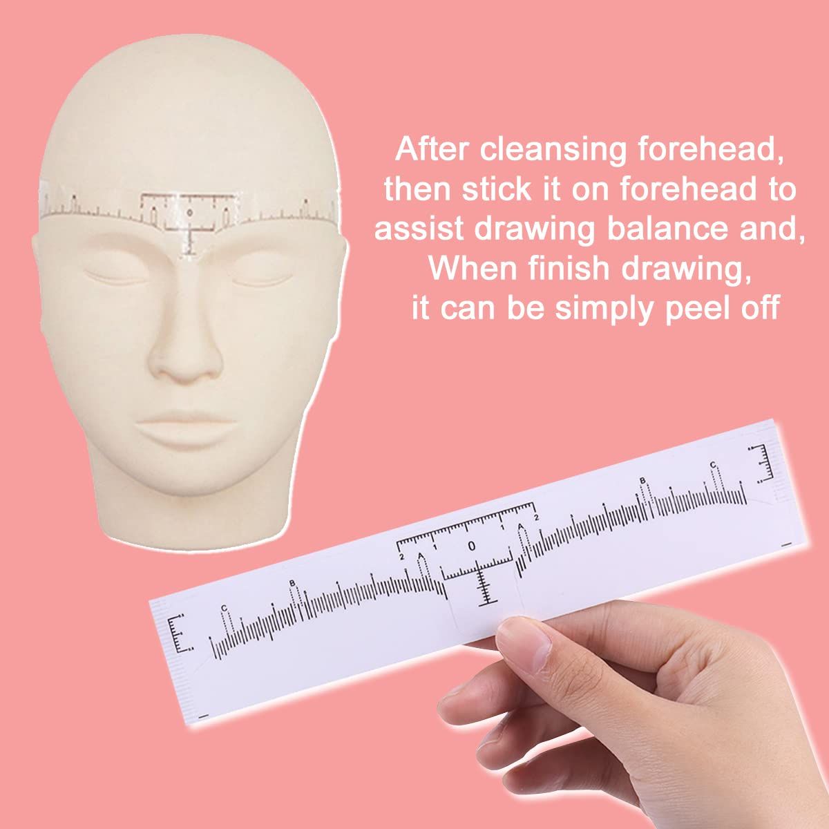 100 Pack Eyebrow Ruler, Disposable Brow Ruler Adhesive Eyebrow Sticker Stencil Guide Measuring Tool