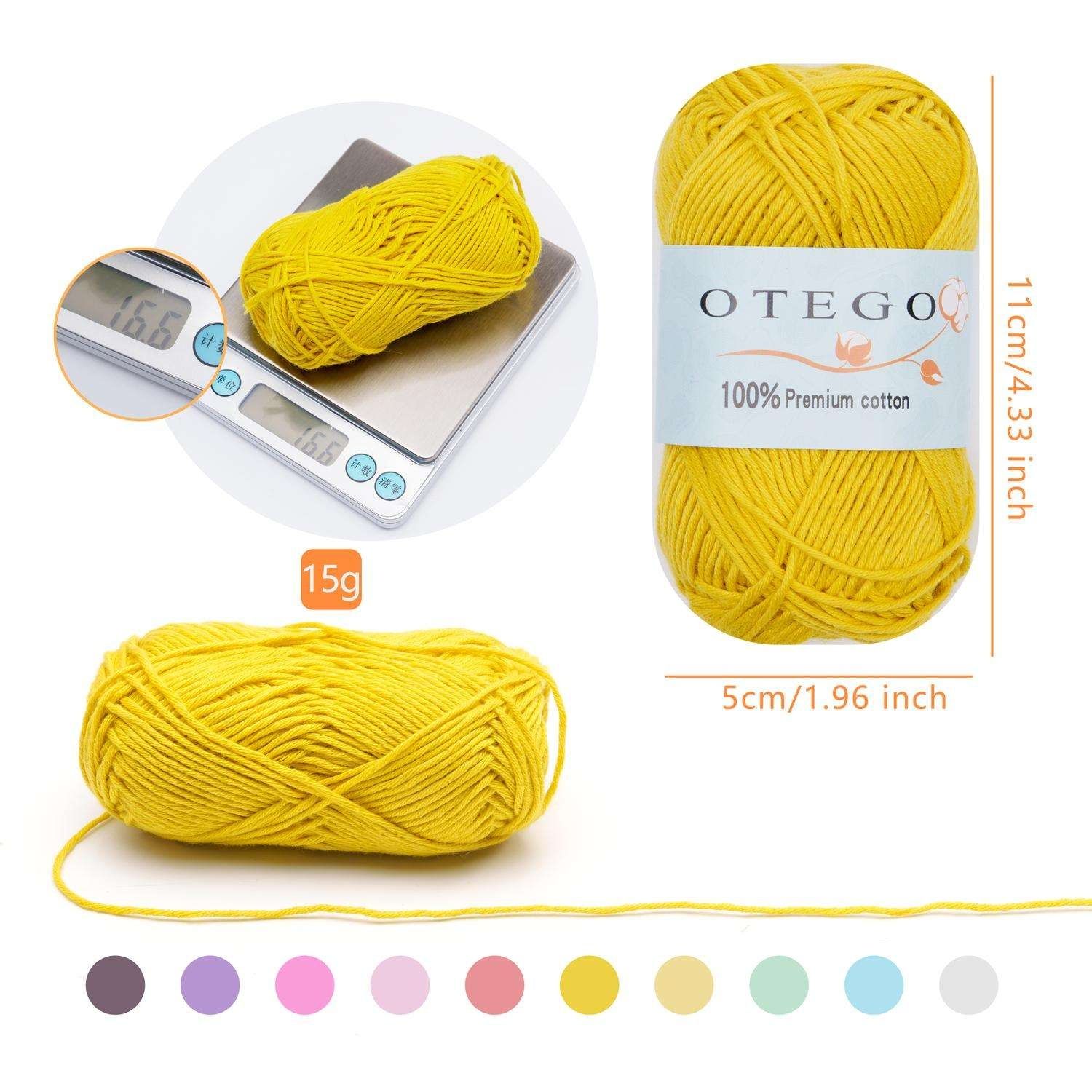 10-pack Cotton Knitting Crochet Yarn, 49m per roll, MultiColor — image 6