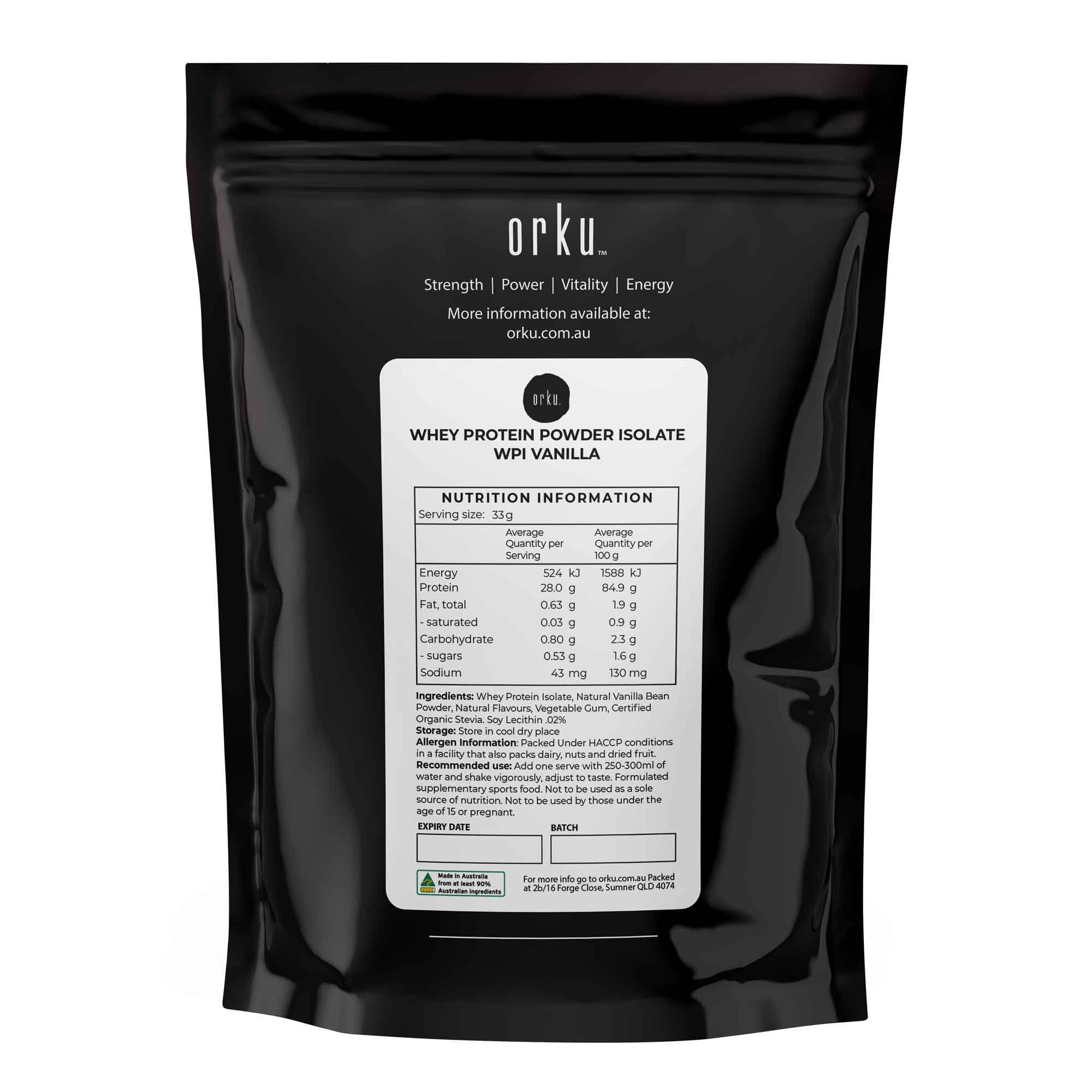 Orku 2Kg Whey Protein Isolate WPI Vanilla Powder — image 2