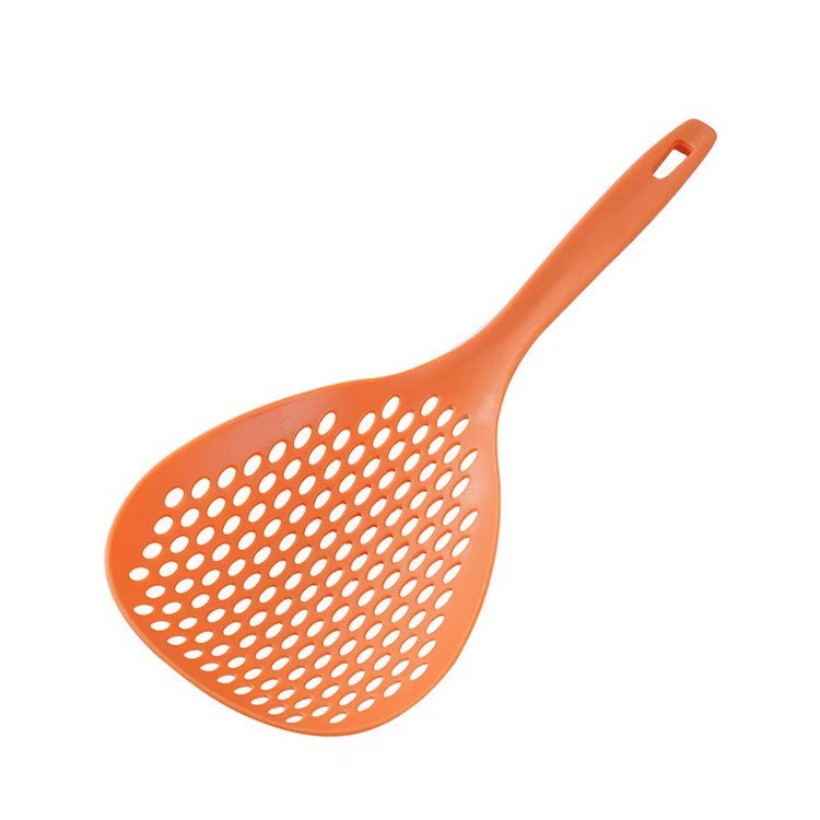 2 Pack Large Skimmer Slotted Spoon Colander Scoop - Long Handle Heat Resistant Food Strainer for Pasta, Noodles & Dumplings - White & Orange โ image 3