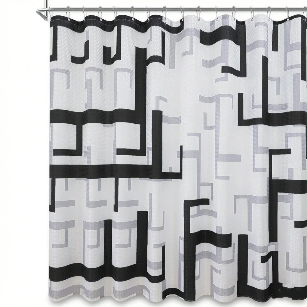 Bathroom with black and gray shower curtains, simple modern shower curtains, waterproof fabric for hydrotherapy
