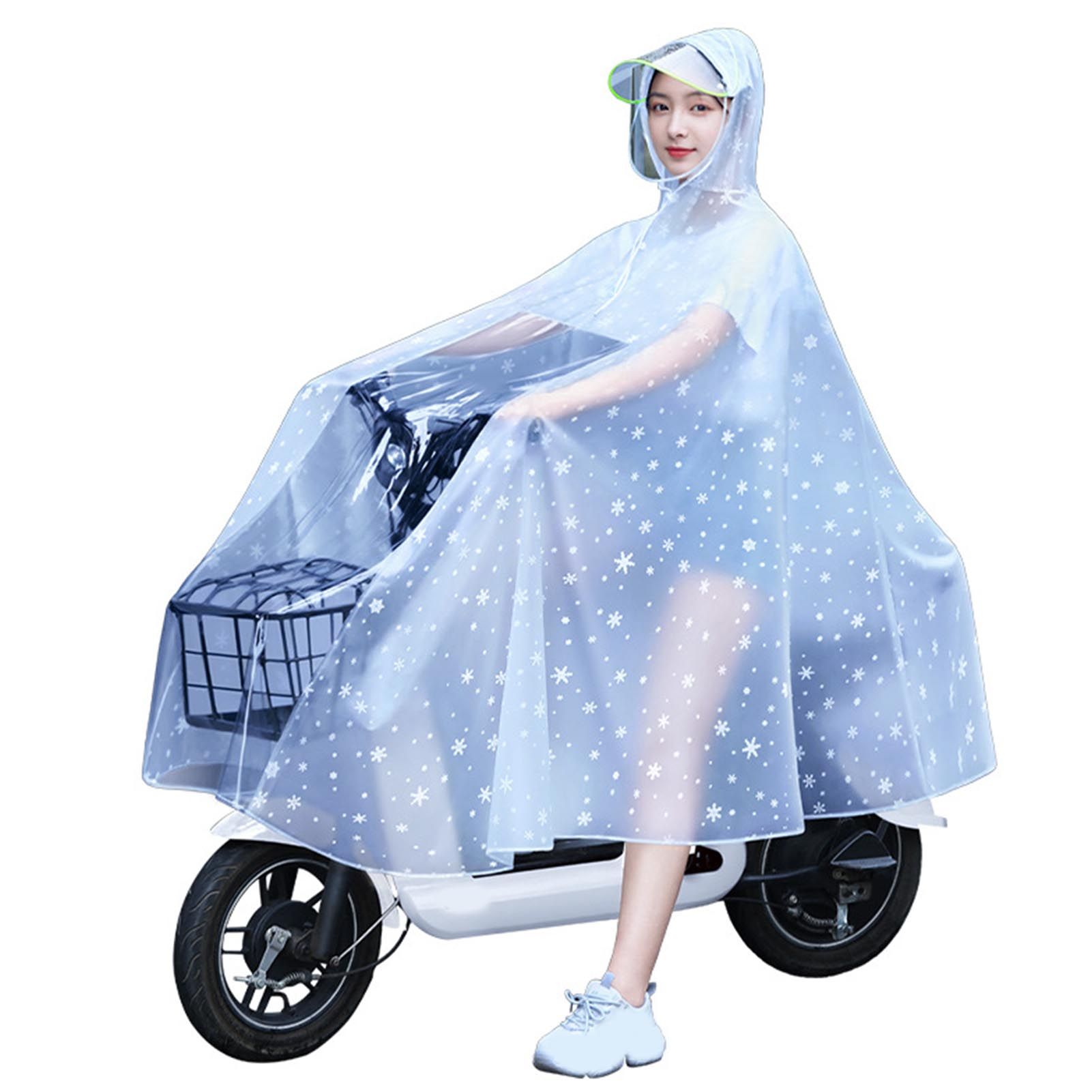 Women Transparent Cycling Raincoat Electric Bike Full Body Lightweight Long Scooter Raincoat 4XL Snowflake White