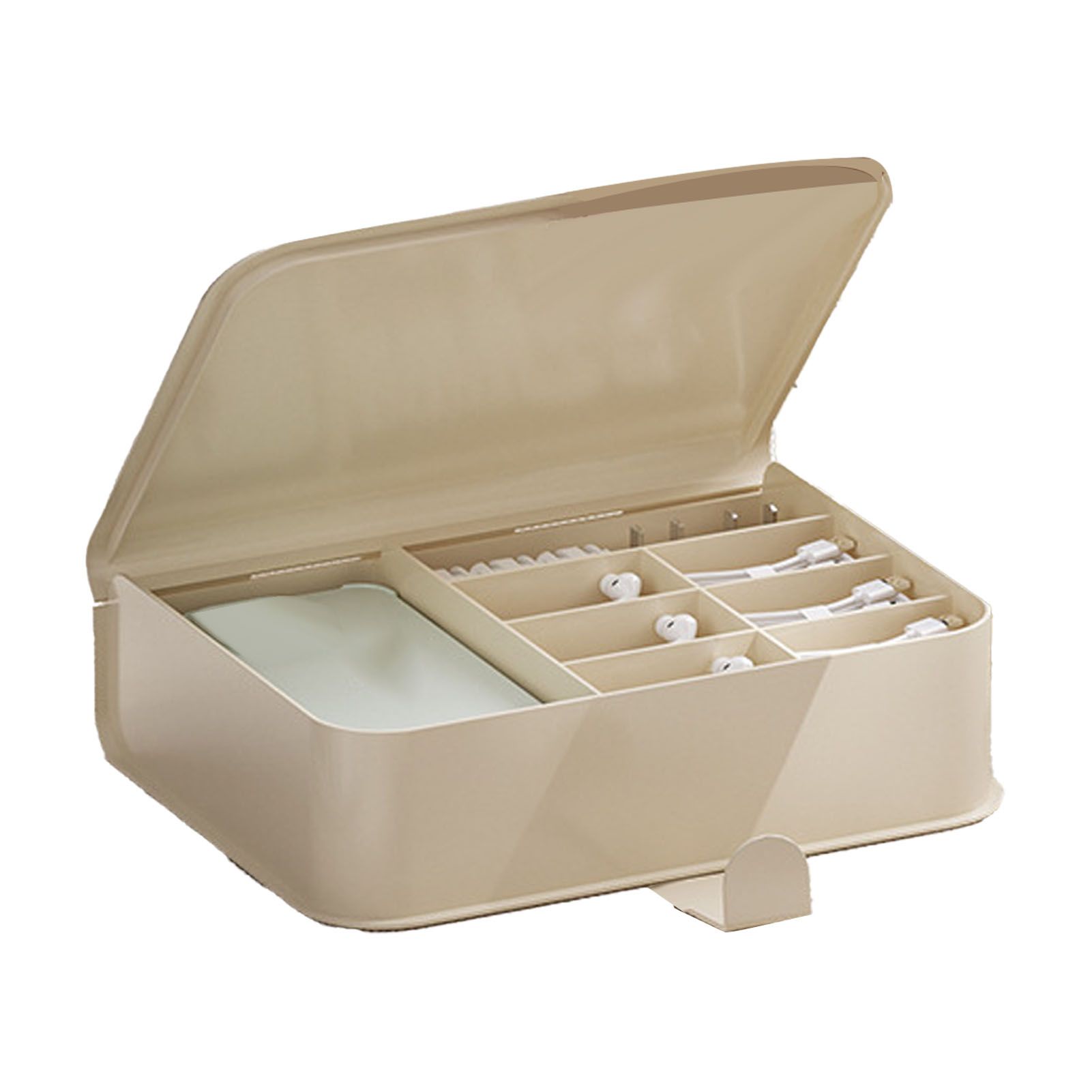 Desktop Storage Box Multi Compartments Plastic Simple Data Cable Organizer Box for Charger Earphones Phone Case Film โ image 3