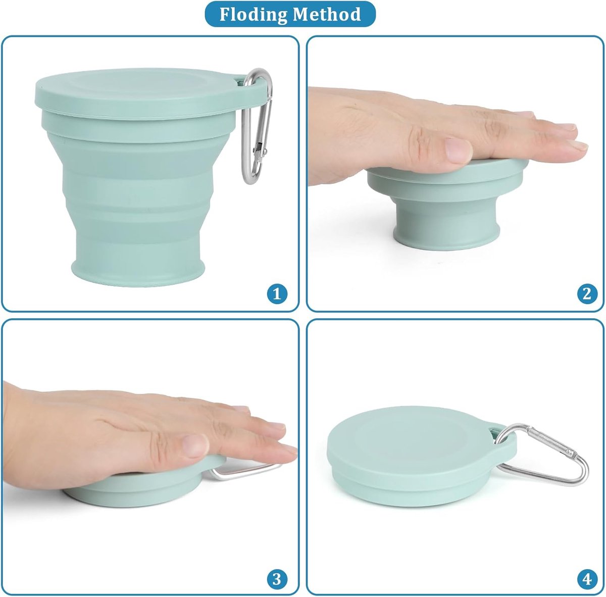 Foldable Cup - 4 Pieces - Pocket Cup - Silicone Cup - Pocket Cup - Travel Cup - Coffee / Tea Cup - 180 ml - Reusable - Foldable - On the Go - Camping — image 5