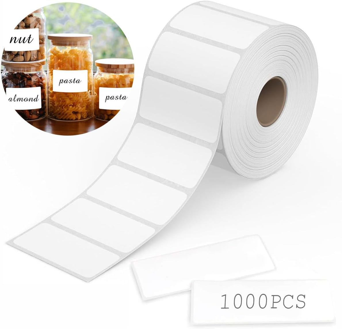 1000 stickers on a roll - food labels - self-adhesive blank labels 60 ร 30 mm - white - removable. Suitable for frozen products - kitchens - supermarkets