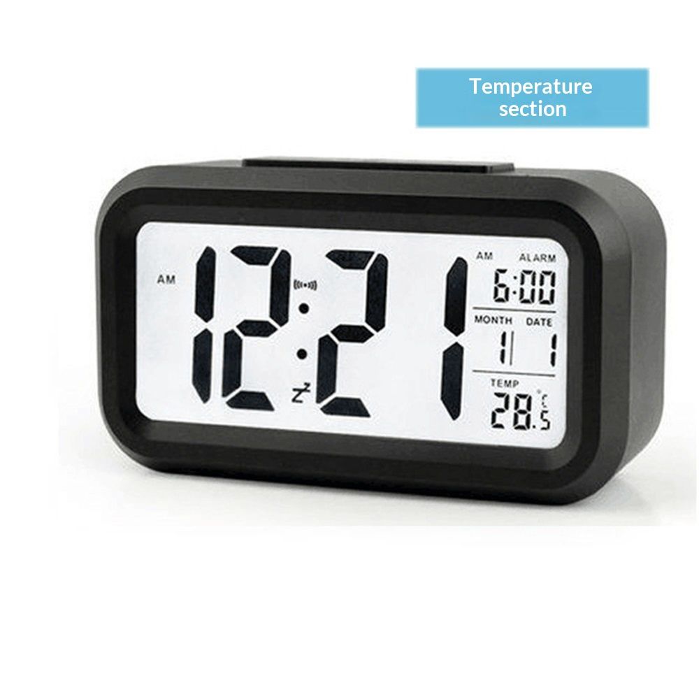 2pcs Digital Alarm Clock with Display, Desk Smart Electronic Small Clock with Indoor Temperature, Backlight, Battery Operated, for Home Bedroom Kids Office — image 2