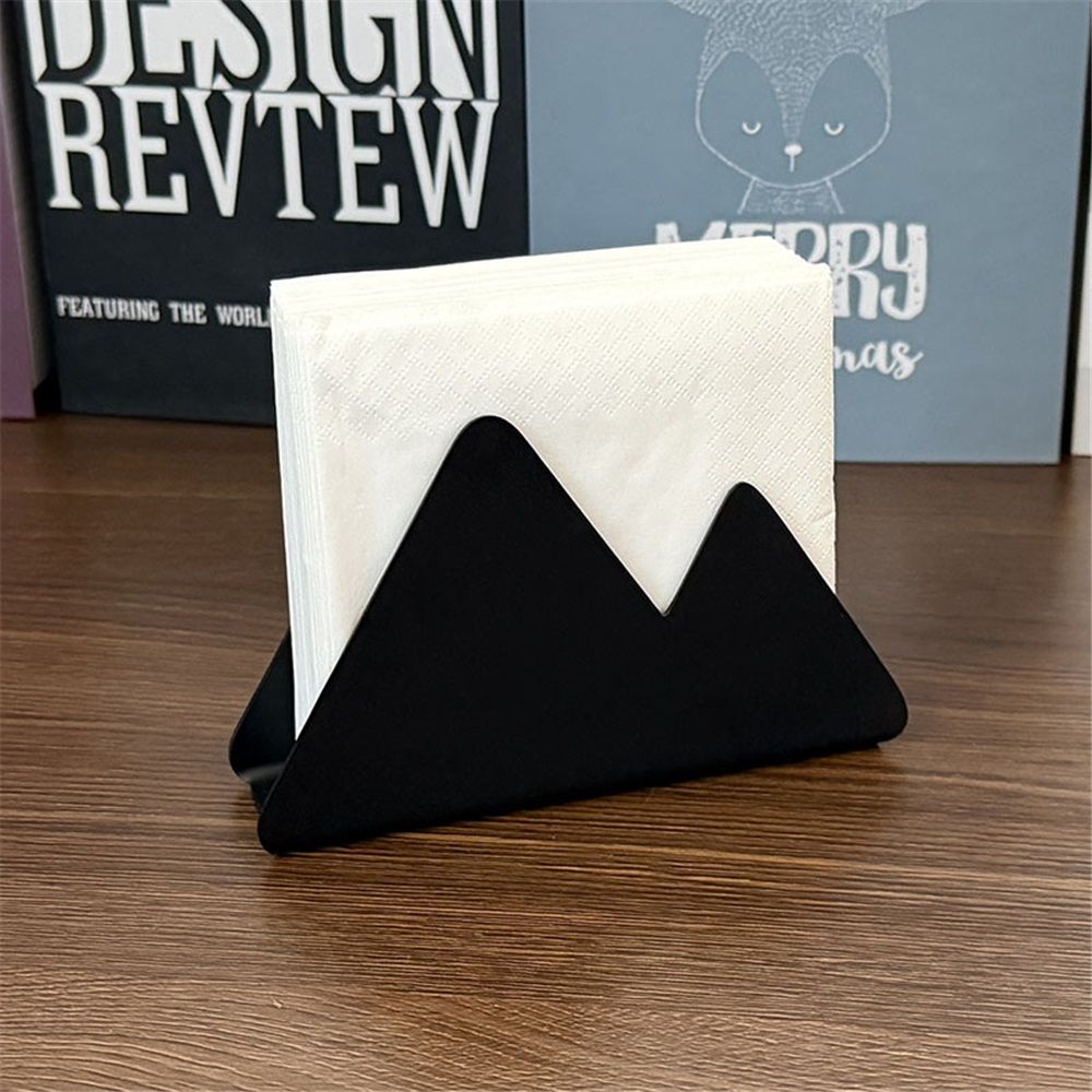 Napkin Holder for Tables, Stainless steel tissue holder, creative triangular square towel holder, bar, coffee shop, restaurant, vertical napkin holder, Black — image 4