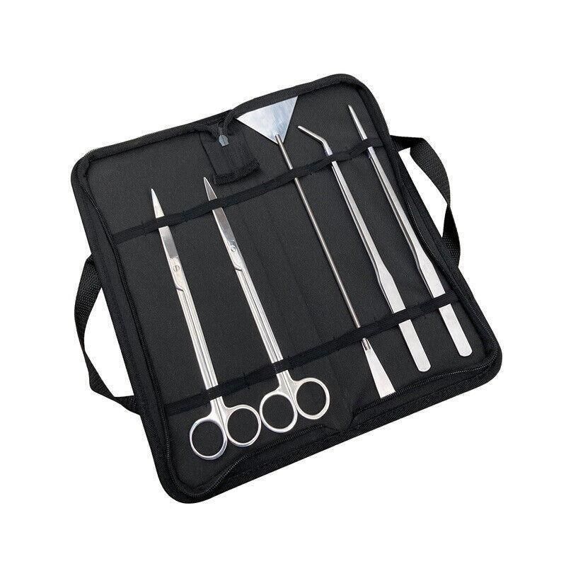 Stainless Steel Aquarium Tool Set Tweezers Scissors Spatula Kit 4 5 6PCS - 5PCS Tool + Bag — image 3