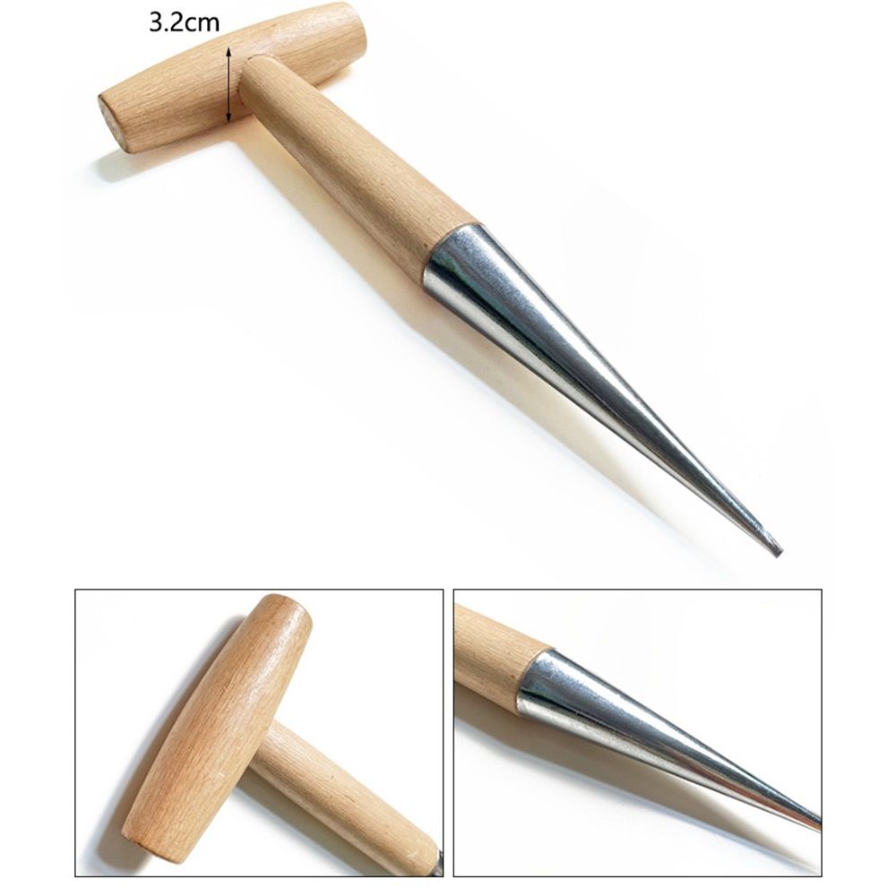 2 pack Hand Dibber Garden Tool, Seed Planter Tool with Wood Handle for Sowing Seed - Seed Dispenser for Planting chrome plating Garden Dibber, Transplanting â image 2