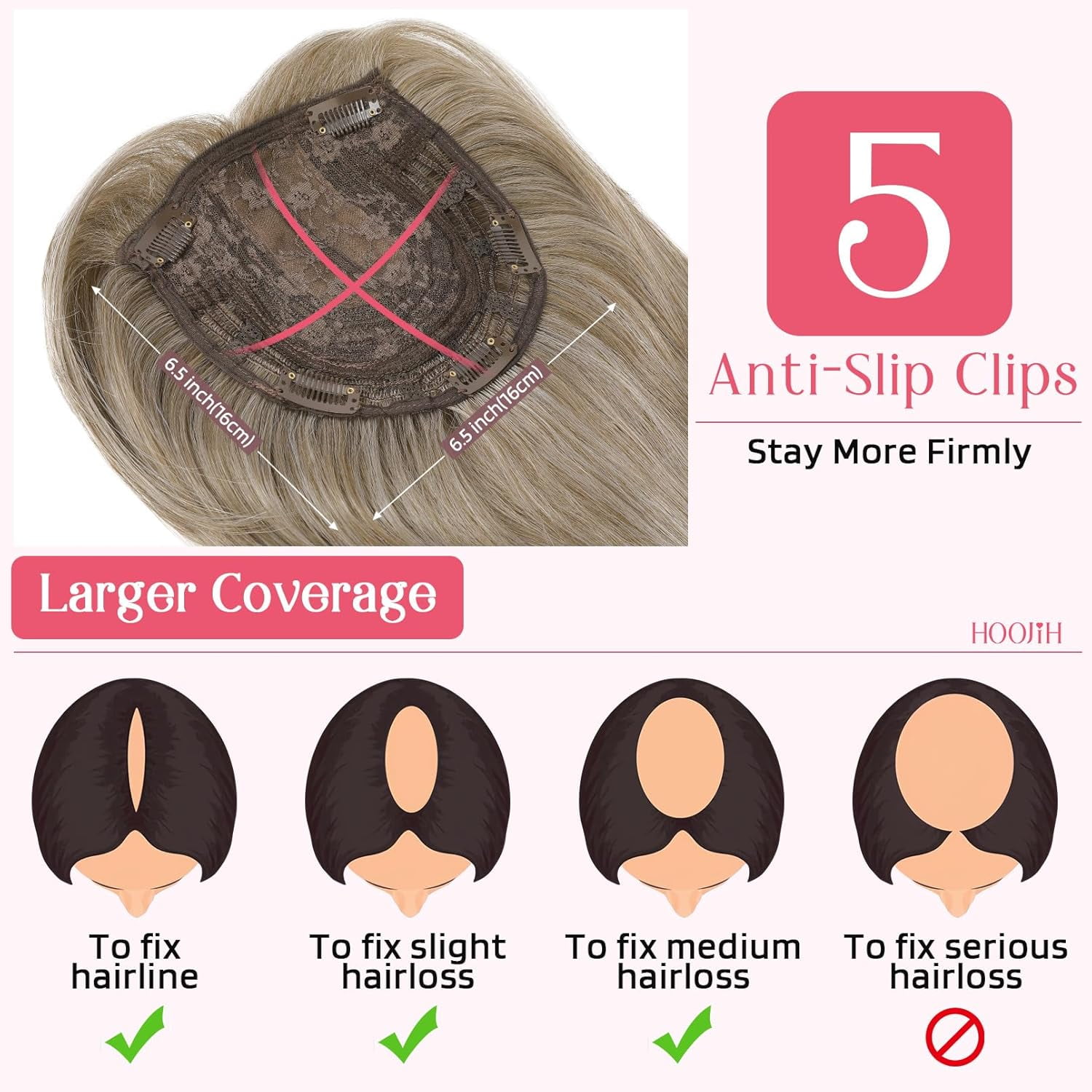 Long Layered Hair Topper with Bangs for Women with Thinning Hair, 14 Inch Slightly Curled Ends Synthetic Fiber Wiglets - Gray with Warm Brown Mixed 14 โ image 2