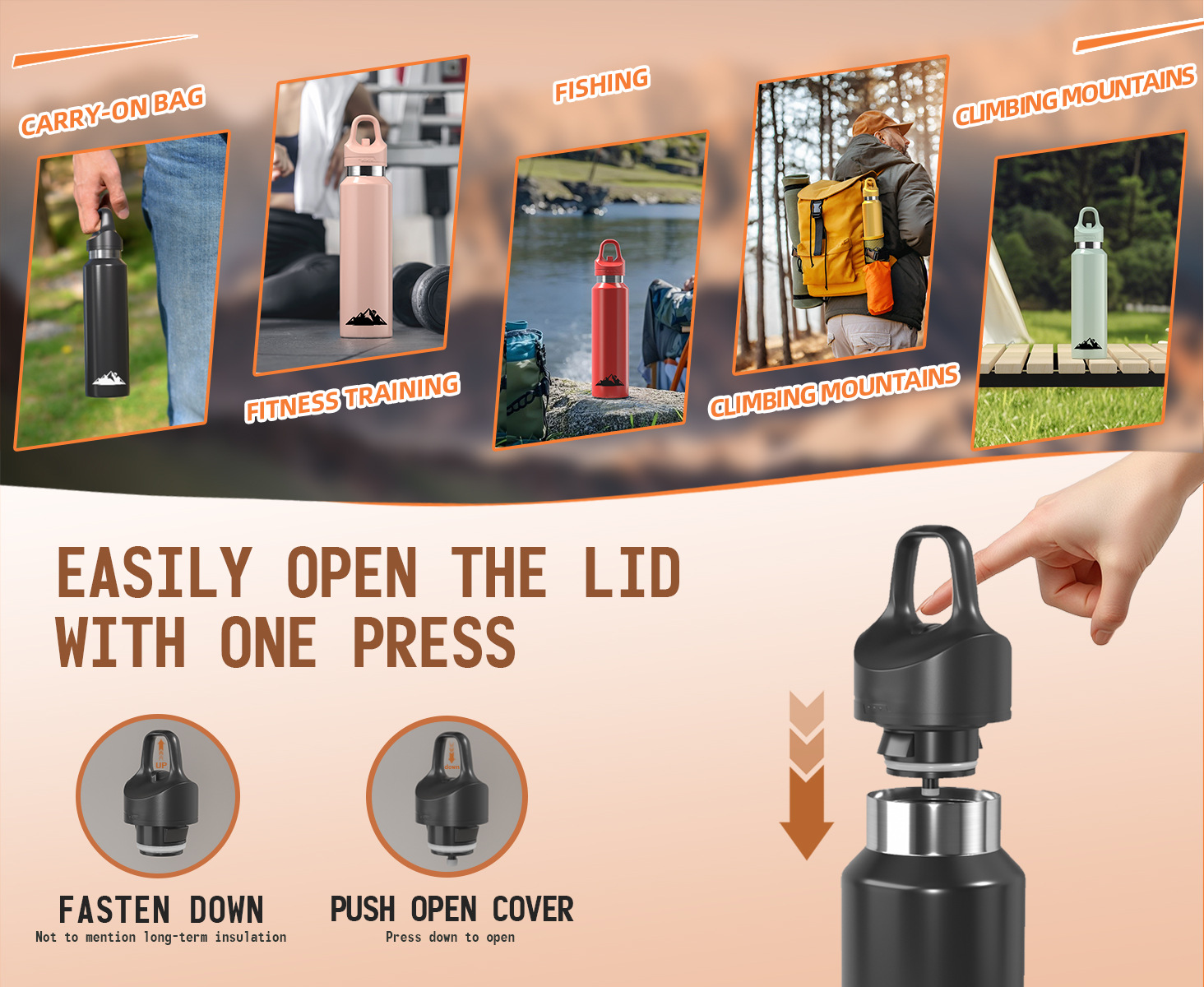 Pink 480ml Insulated Stainless Steel Water Bottle - Leakproof One-Click Lid Thermal Flask for Hot & Cold Drinks โ image 4