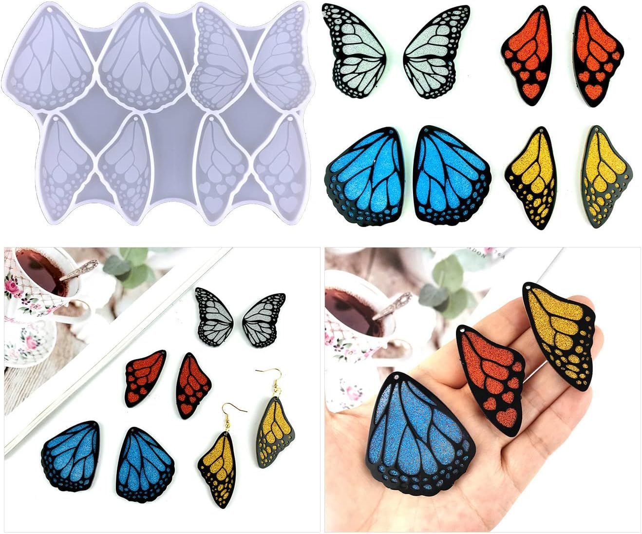 Butterfly-Wing Silicone Pendant Resin Molds with Hangings Hole for Earrings Resin molds Studs Earring Resin molds โ image 2