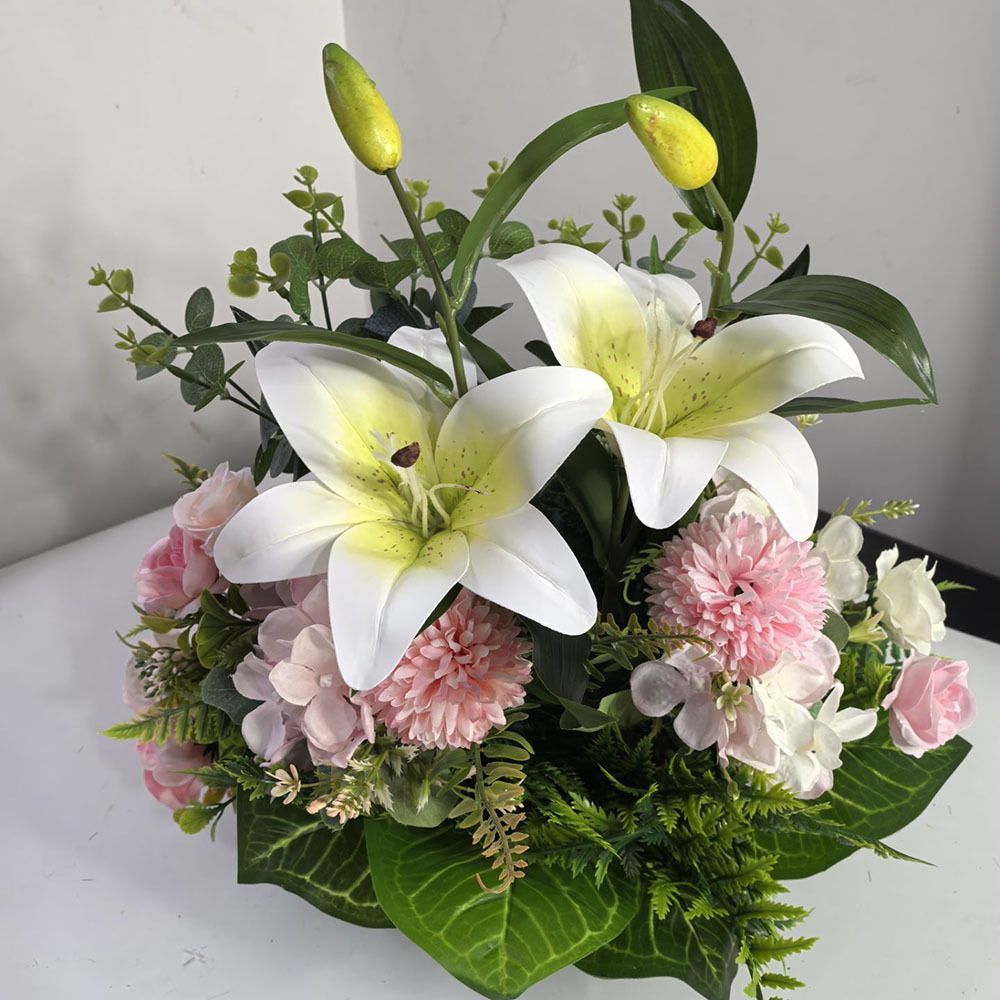 Artificial Flower Arrangement Fake Lilies And Roses Home Decor Accents Garden - Multi-color - Size 36
