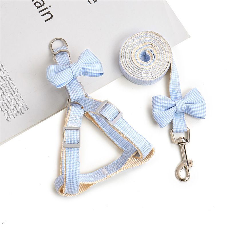 Nylon Houndstooth Dog Leash Cat Harness Blue 1.0cm 1.5cm recommend 4.00 kg-8.00 kg — image 3