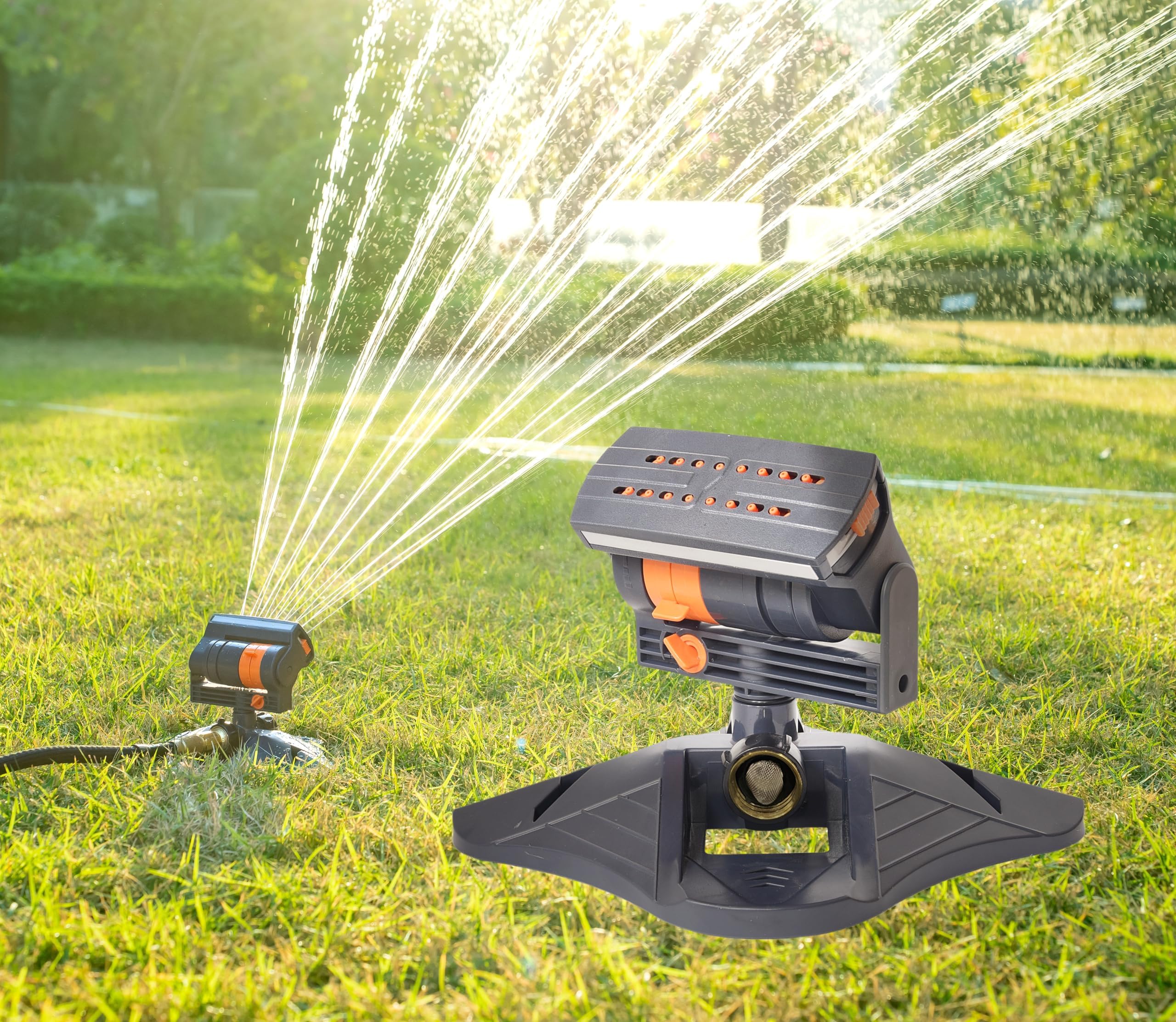 Smart Oscillating Sprinkler with 4 Spray Modes – Automatic Lawn Watering System for Garden, Yard & Patio, Adjustable Coverage, Durable Metal Connector (Black) — image 2