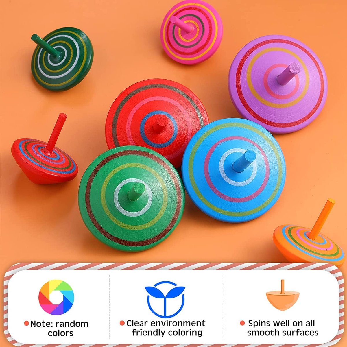 30 Children's Spinning Tops - Creative Mini Wooden Spinning Tops - Perfect as a birthday or Christmas gift for children aged 3 to 7 (random colors) — image 5