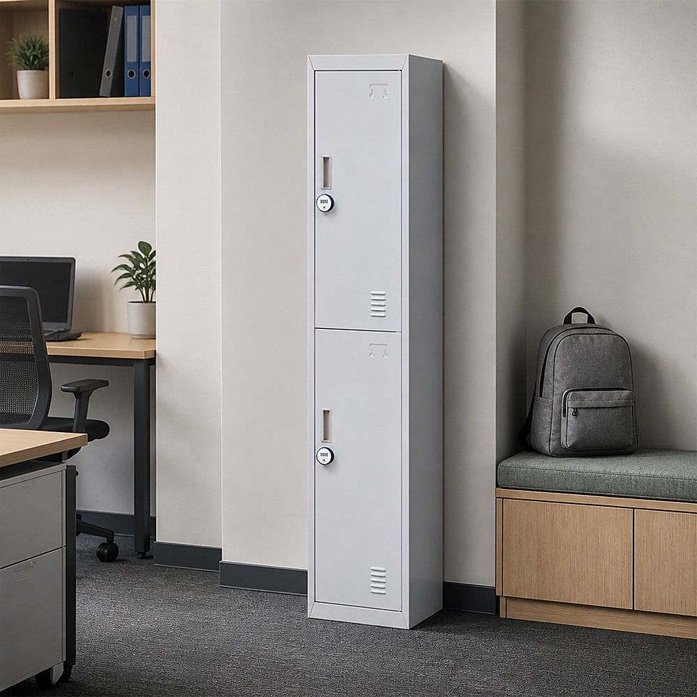 2-Door Vertical Locker for Office Gym Shed School Home Storage — image 4