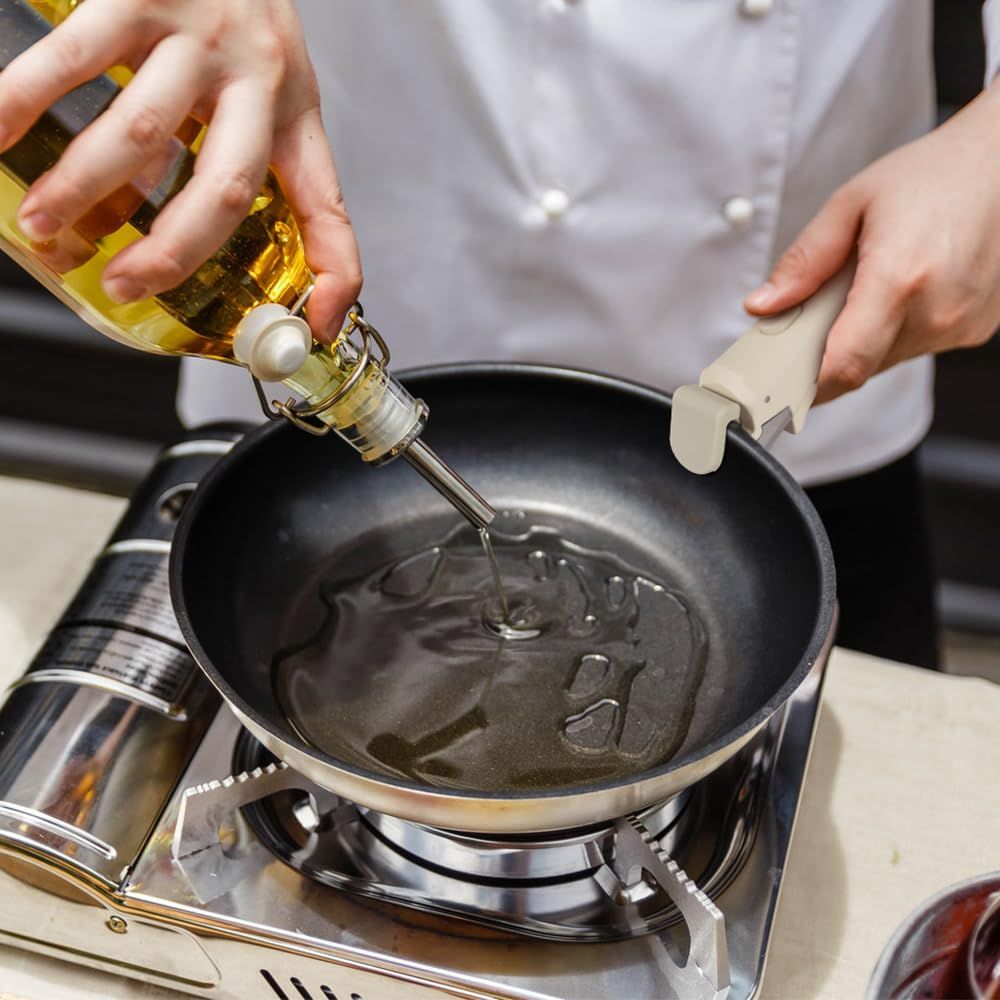 Removable Pan Handle,Anti-Scald Detachable Pot Handle for All Cookware Pan & Pot for Pots and Pans Fits All Cookware（milky white）Button type — image 3