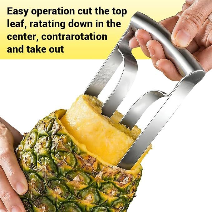 Kitchen Pineapple Peeler Corer, Stainless Steel Cutter Fruit Slicer Core Remover Spiral Easy Tool for Homemade Camp Restaurant Hotel 3inch — image 4