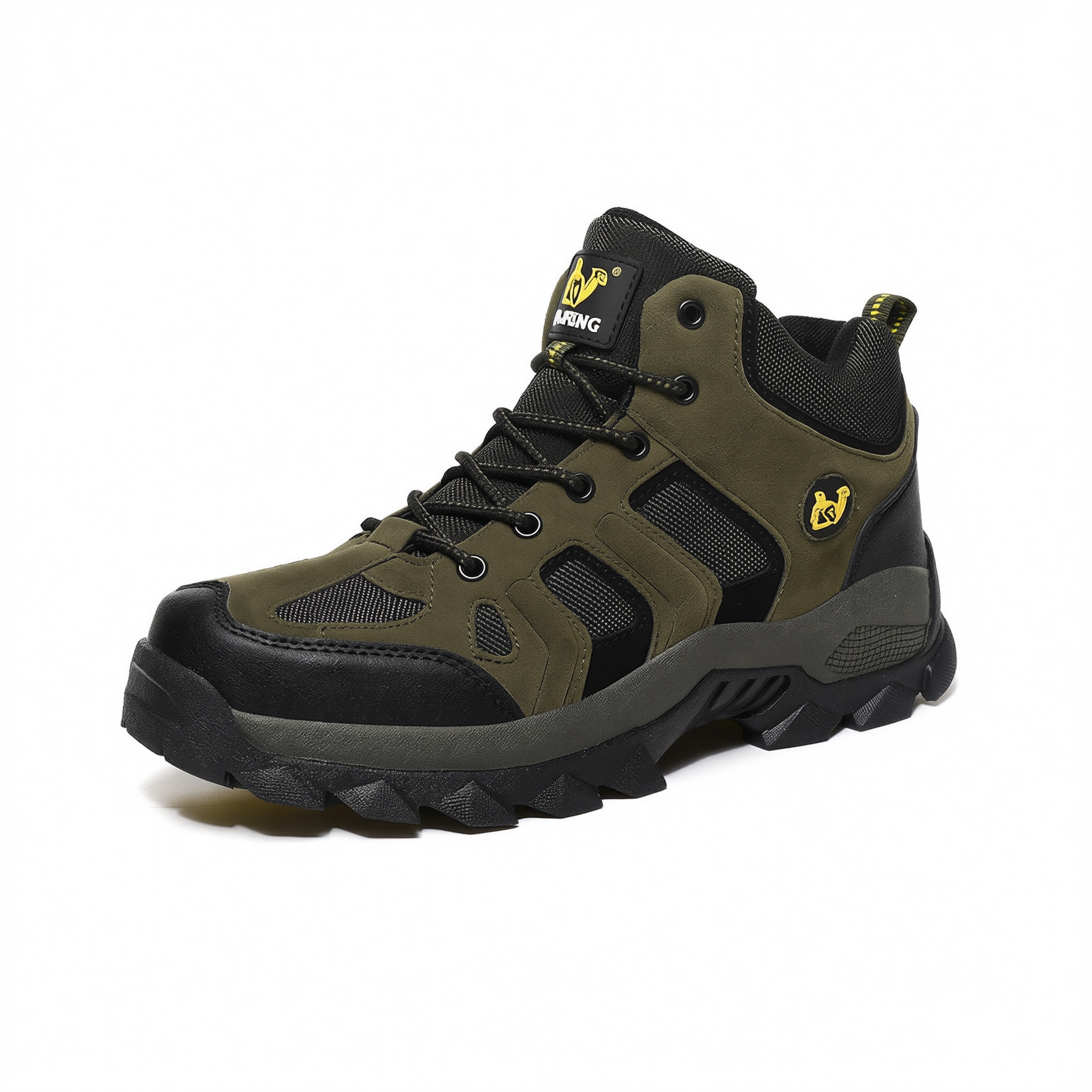 QIFENG Mens High Top Hiking Shoes Anti Slip Rubber Sole Black cotton 44 โ image 3