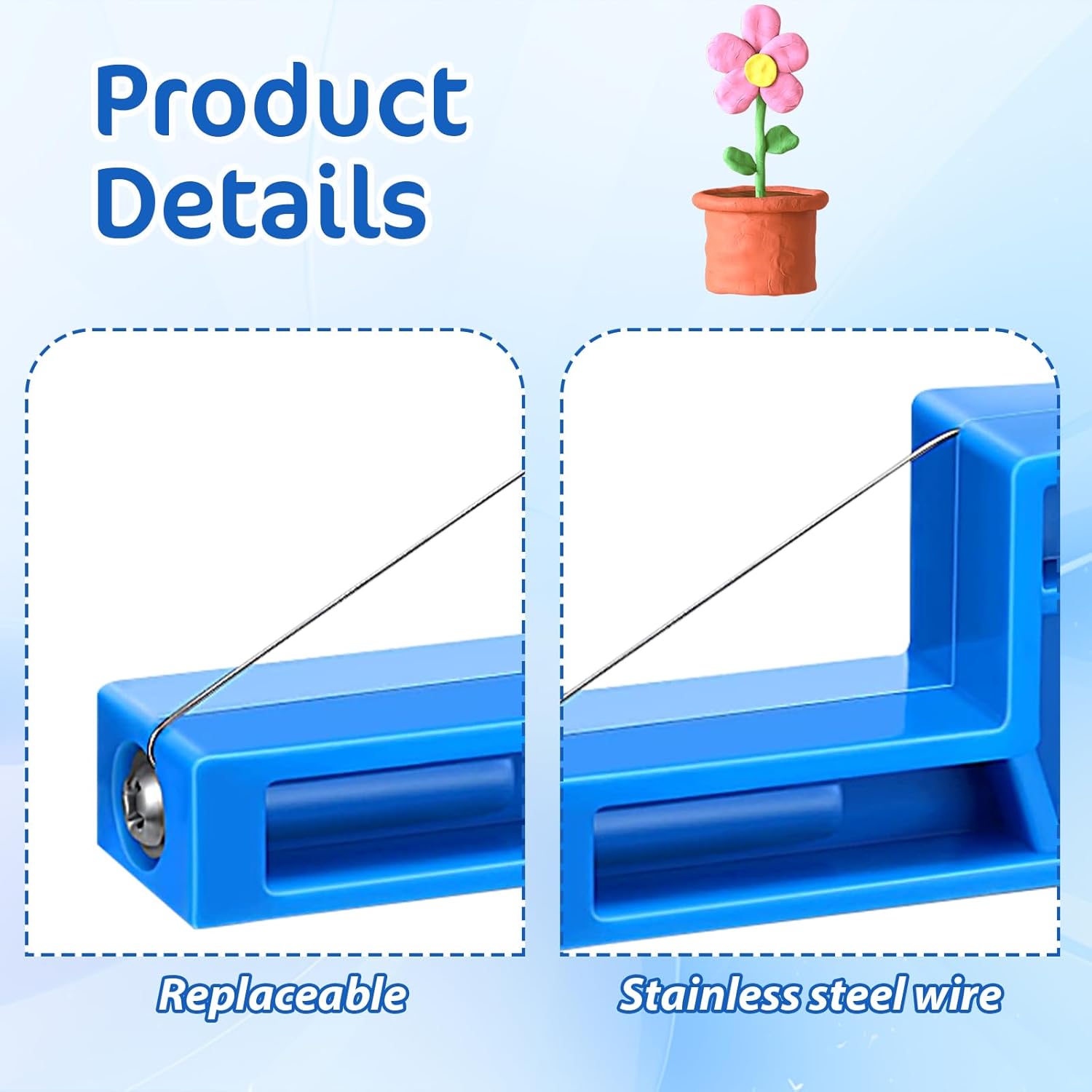 Xindojuz Angle Cutting Clay Tool, Steel Wire Bevel Cutter Small Pottery Angle Clay Trimming Tools Plastic Ceramic Wire Small Pottery Cutter for Ceramics and — image 3