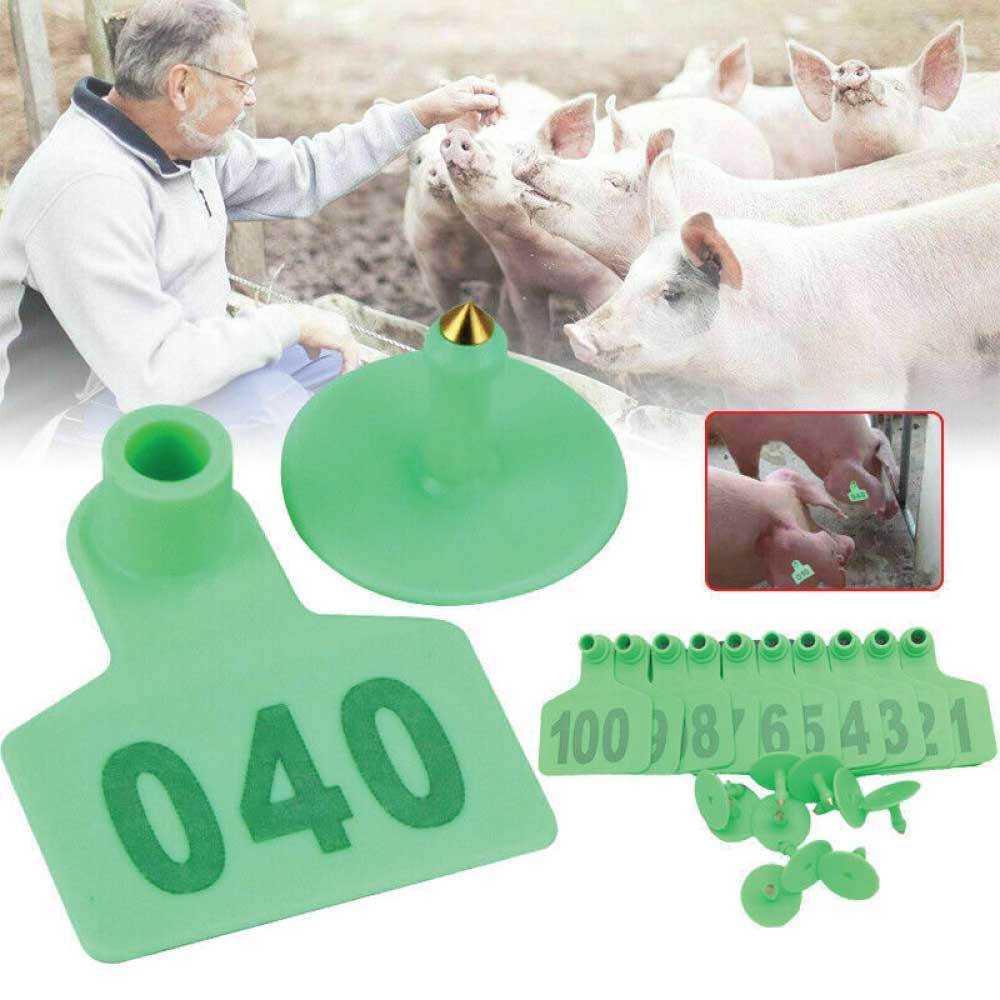 1-100 Cattle Number Ear Tag 6 × 7cm Set - Medium Green Sheep Livestock Label — image 5