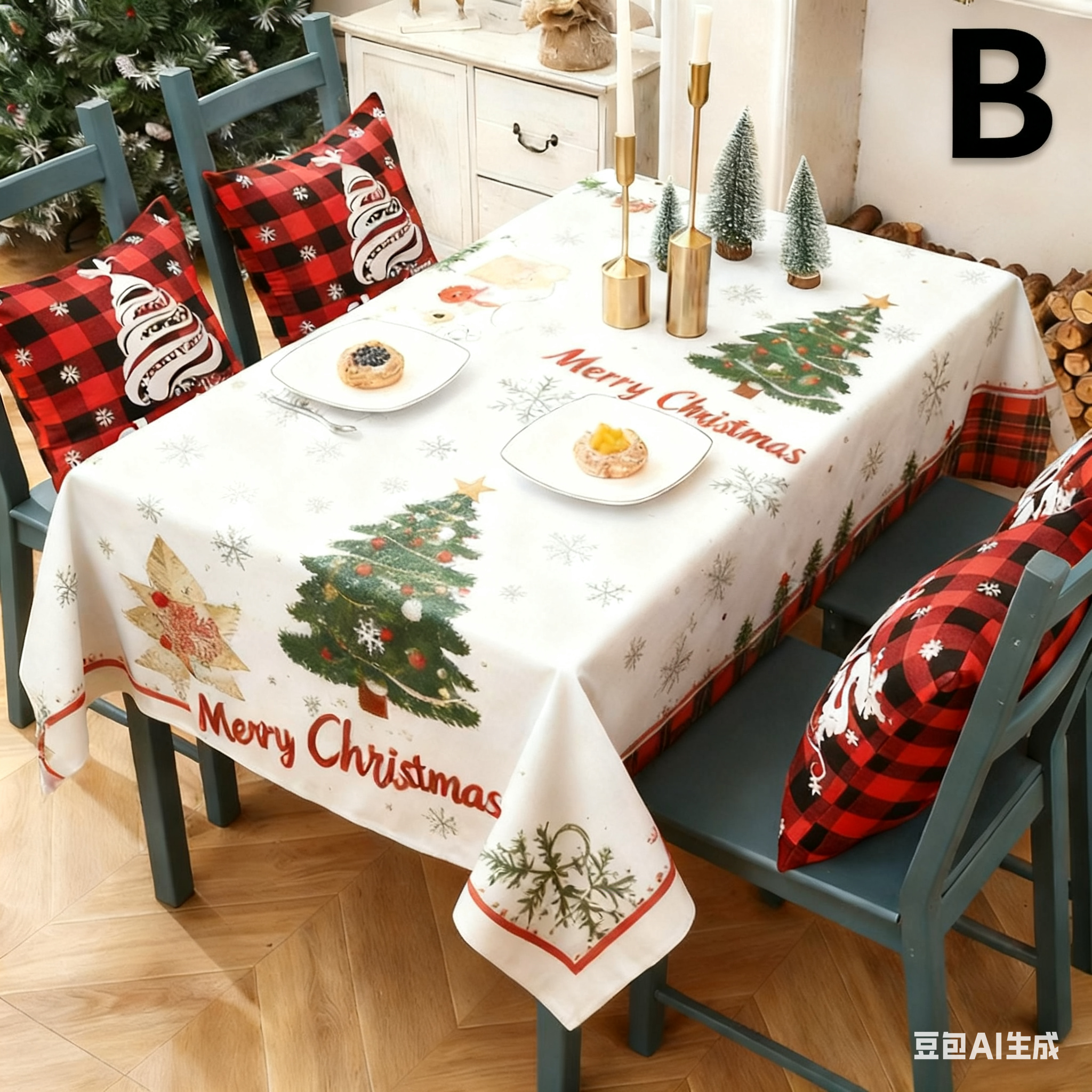 Christmas gift Christmas Tablecloth - Festive 180x150cm Table Cover for Holiday Dining & Home Decor(A) — image 2