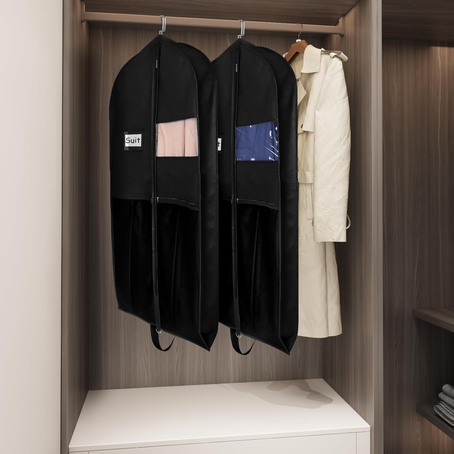 Garment Bags for Hanging Clothes Travel 43" Suit Bags for Closet Storage with Pockets Breathable Clothes Bags for Travel, Clothes,Suits,T-Shirts and Jackets — image 6