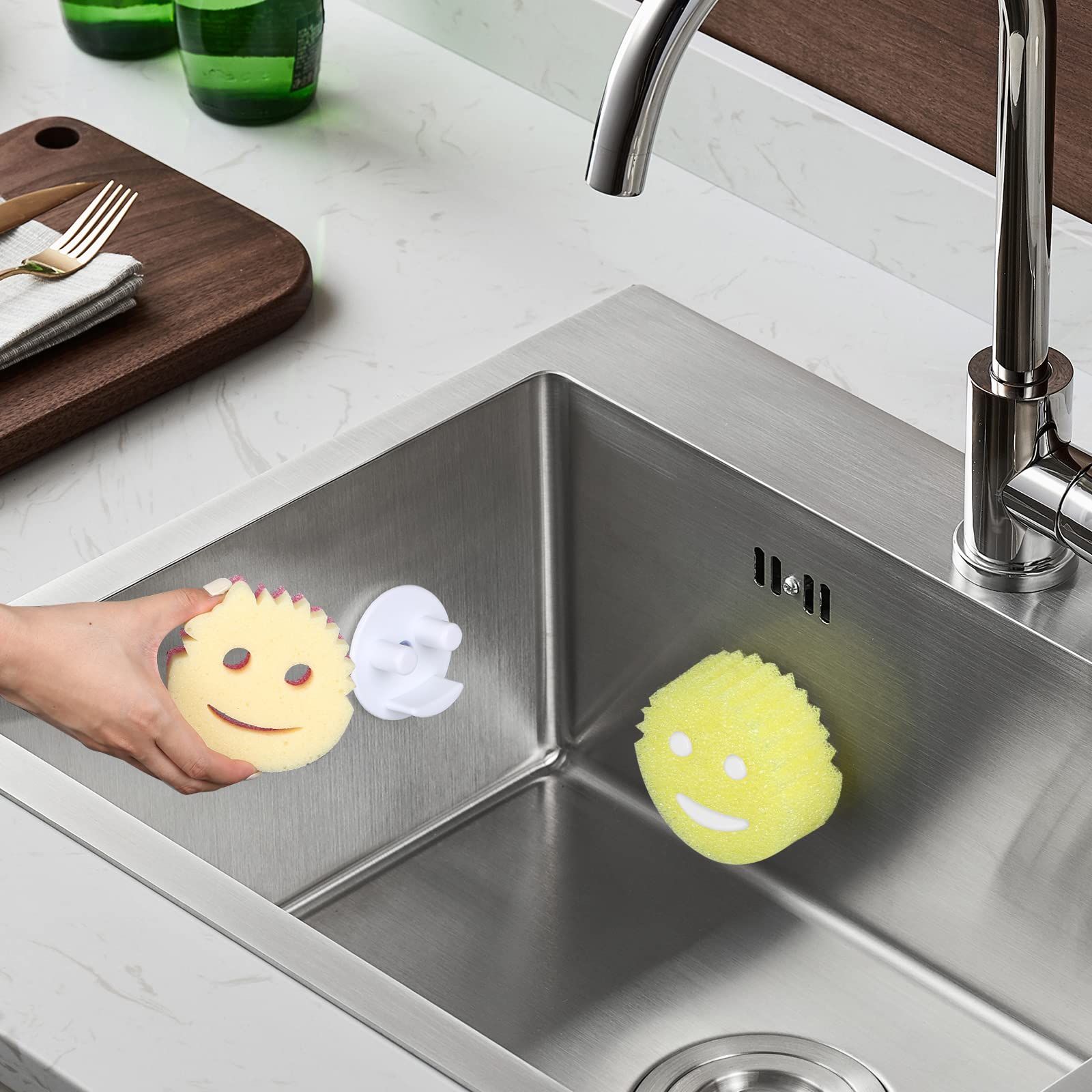 Sponge Holder, Suction Sponge Organizer for Kitchen and Bathroom, 1 Pack, Sponges Not Included Cup Installation, Kitchen β image 3