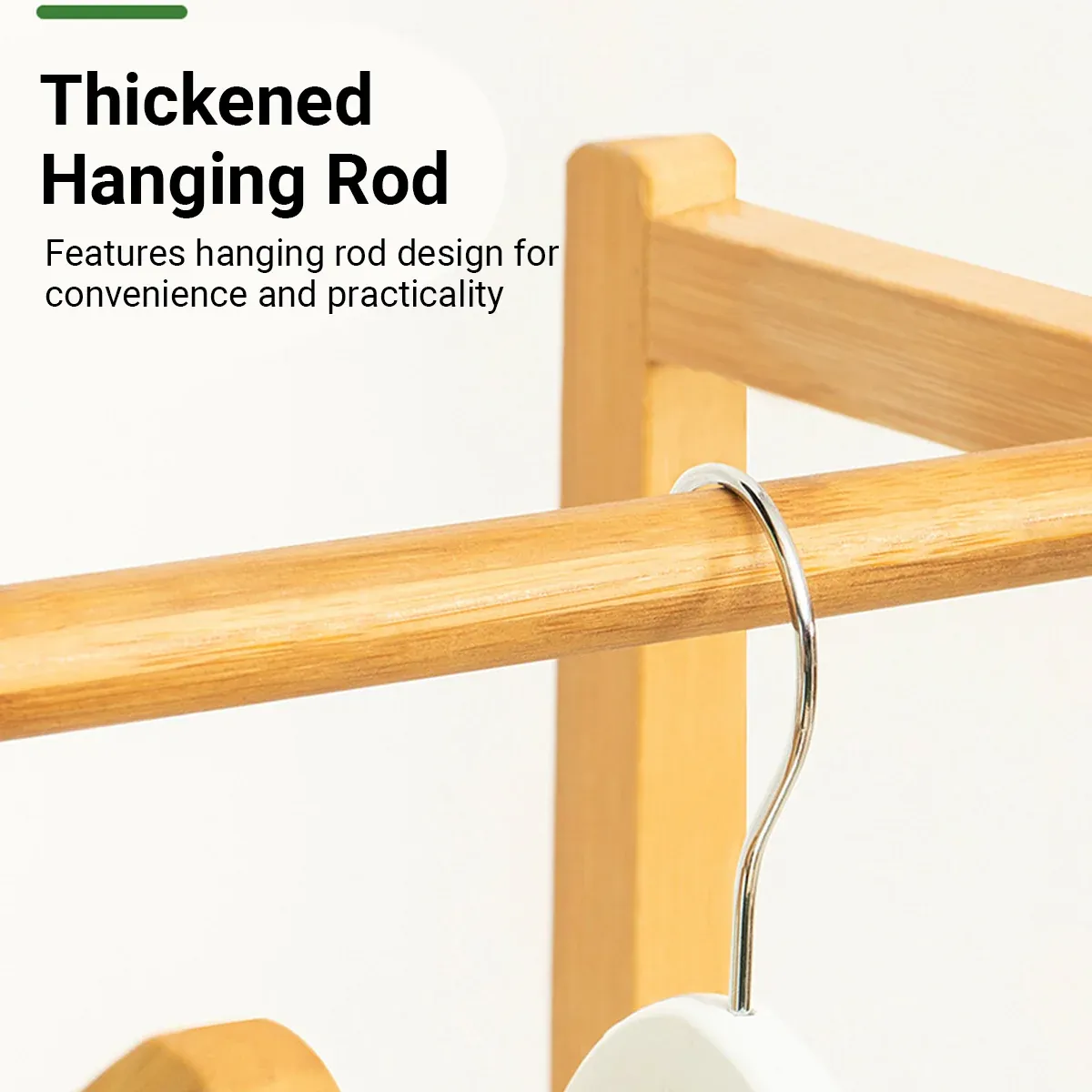 Simple Bamboo Standing Clothes Rack with 6Hooks Freestanding Garment Organizer — image 6