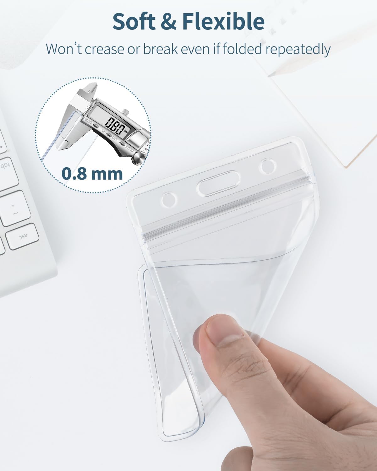 12 Pack Vertical ID Card Badge Holder Waterproof Clear Card Sleeve Case Cover Heavy Duty Card Protector Pouch with Resealable Zip for Proximity Key Card — image 3