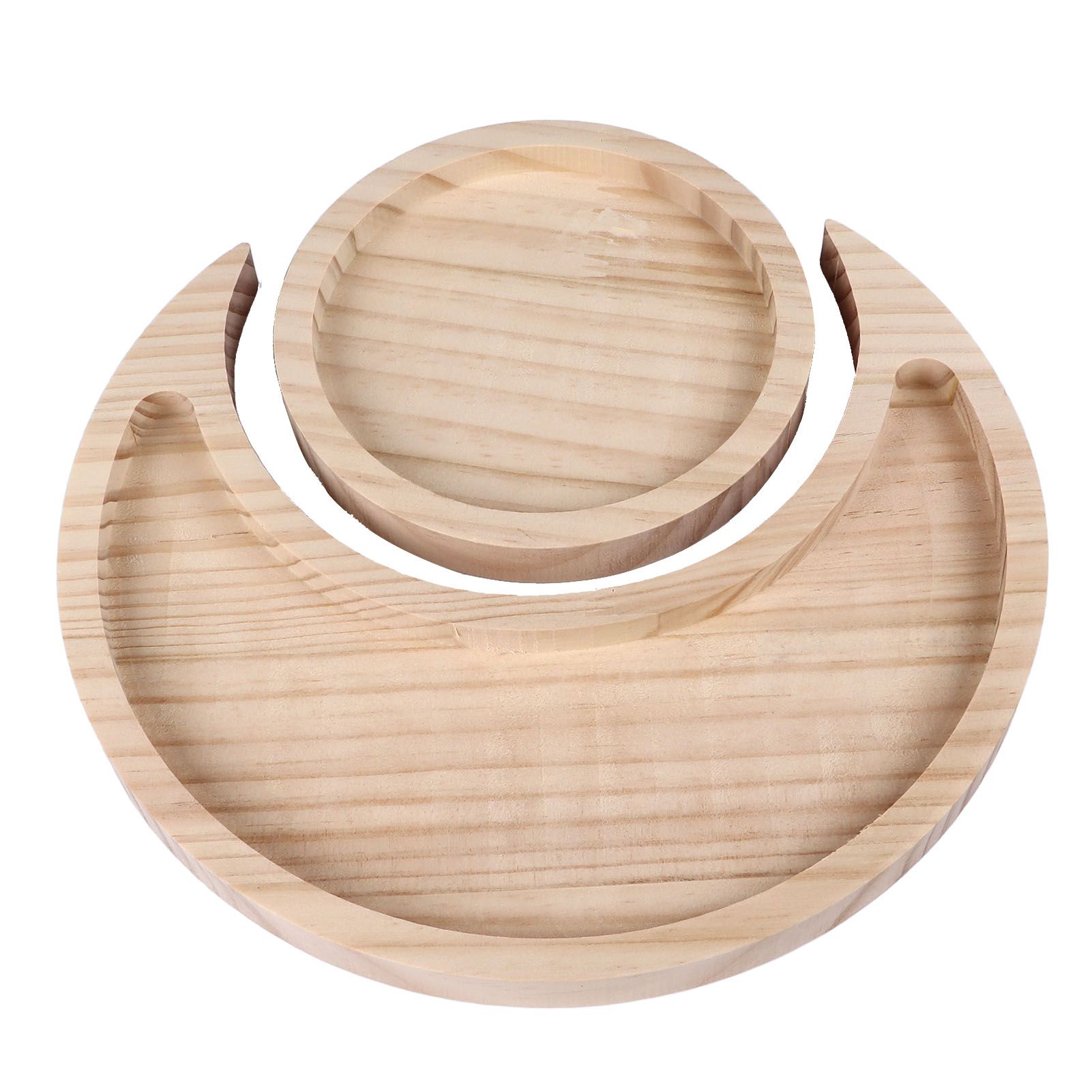 Crystal Holder Moon Round Design Wooden Crystal Organizer Tray Trinket Dish for Home