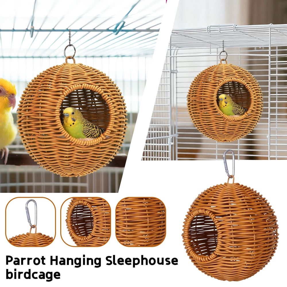 Steel Frame Bird Nest for Cage, Washable Chewproof Small Bird Bed with Plush Pad, Hammock Hideout Nest for Parakeet, Lovebird, Canary, Budgie, Finch, Warm Sleeping Hut