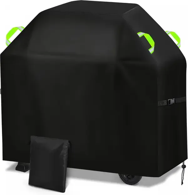 BBQ Grill Cover 420D Oxford Waterproof Windproof for Outdoor Gas and Charcoal Grills 145 × 60 × 120 cm Black