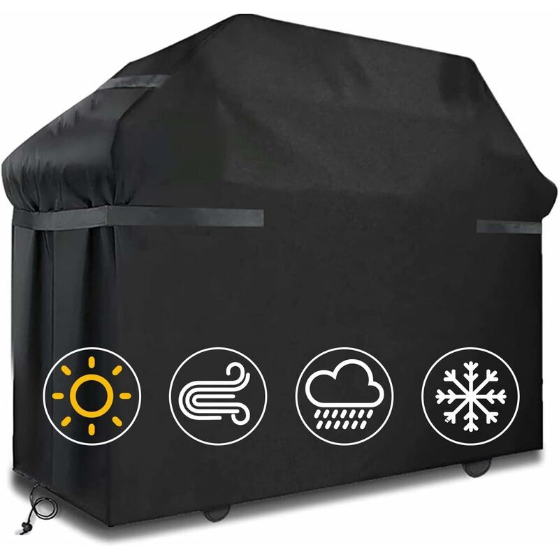 Grill Cover Waterproof Protection Windproof, tear-proof cover with straps and storage bag (145 × 61 × 117cm)